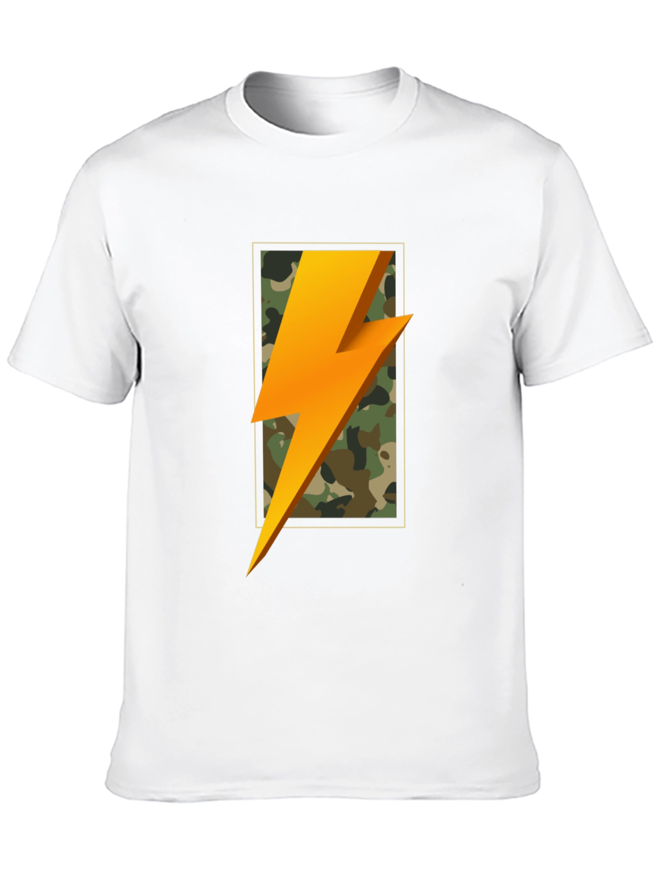 Lightning Bolt Camo Graphic Tee - Black Casual T-Shirt