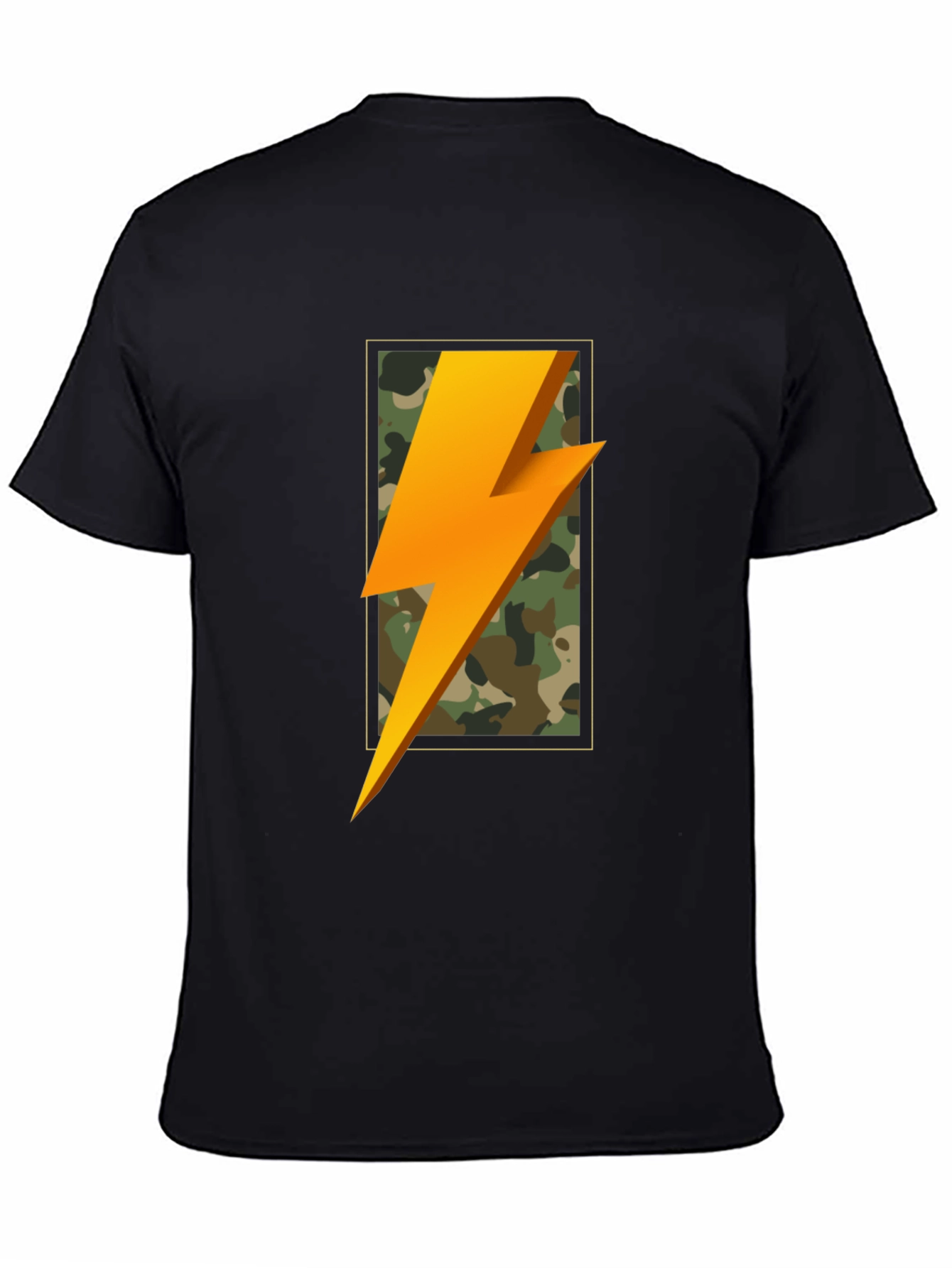 Lightning Bolt Camo Graphic Tee - Black Casual T-Shirt