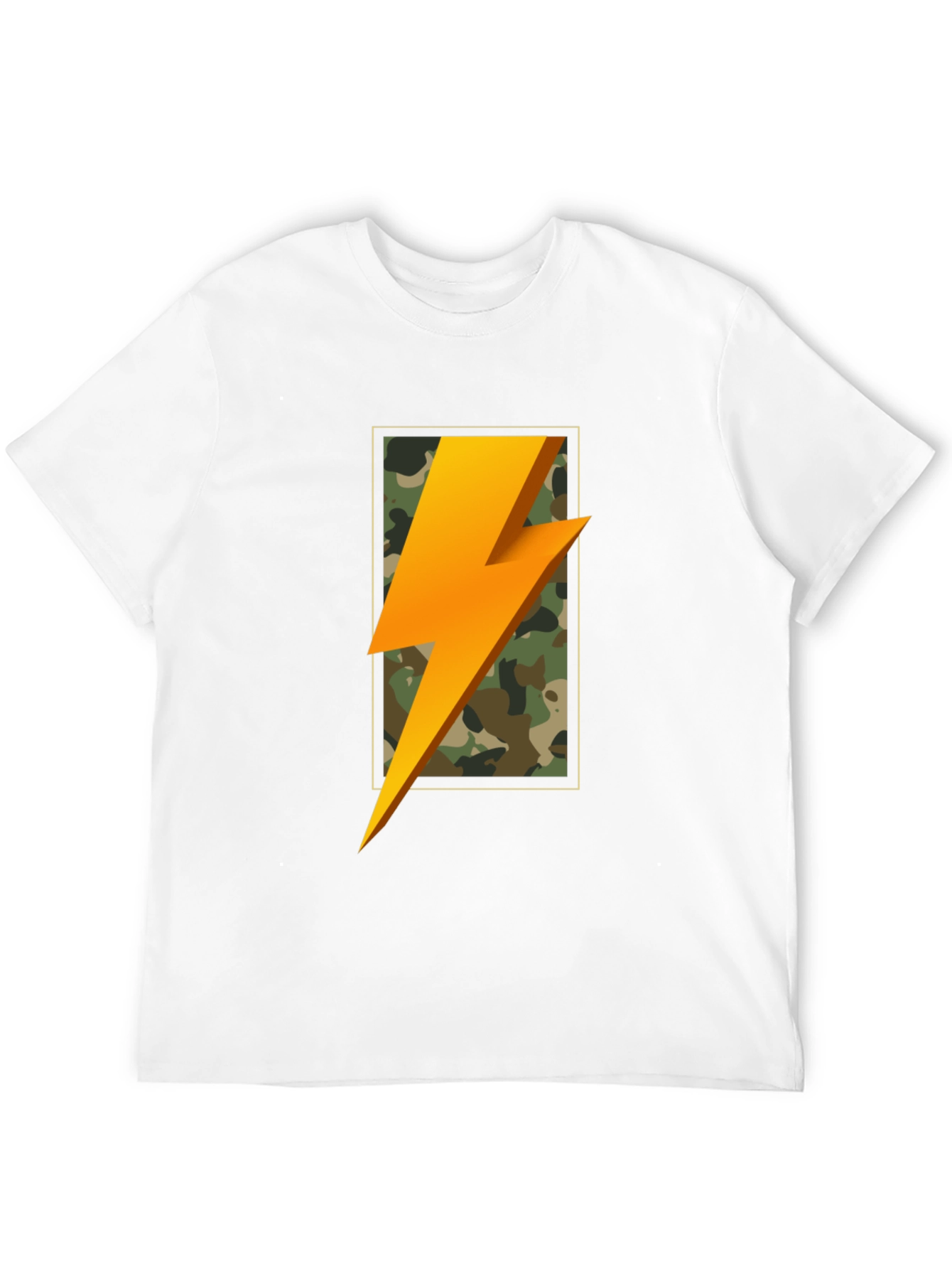 Lightning Bolt Camo Graphic Tee - Black Casual T-Shirt