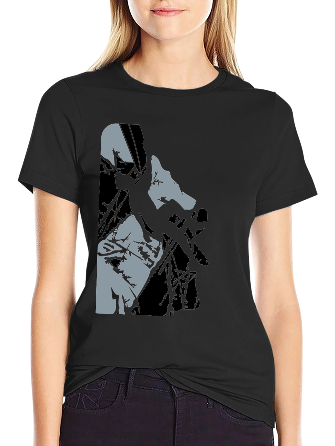 Black Graphic Tee: Climbing Silhouette