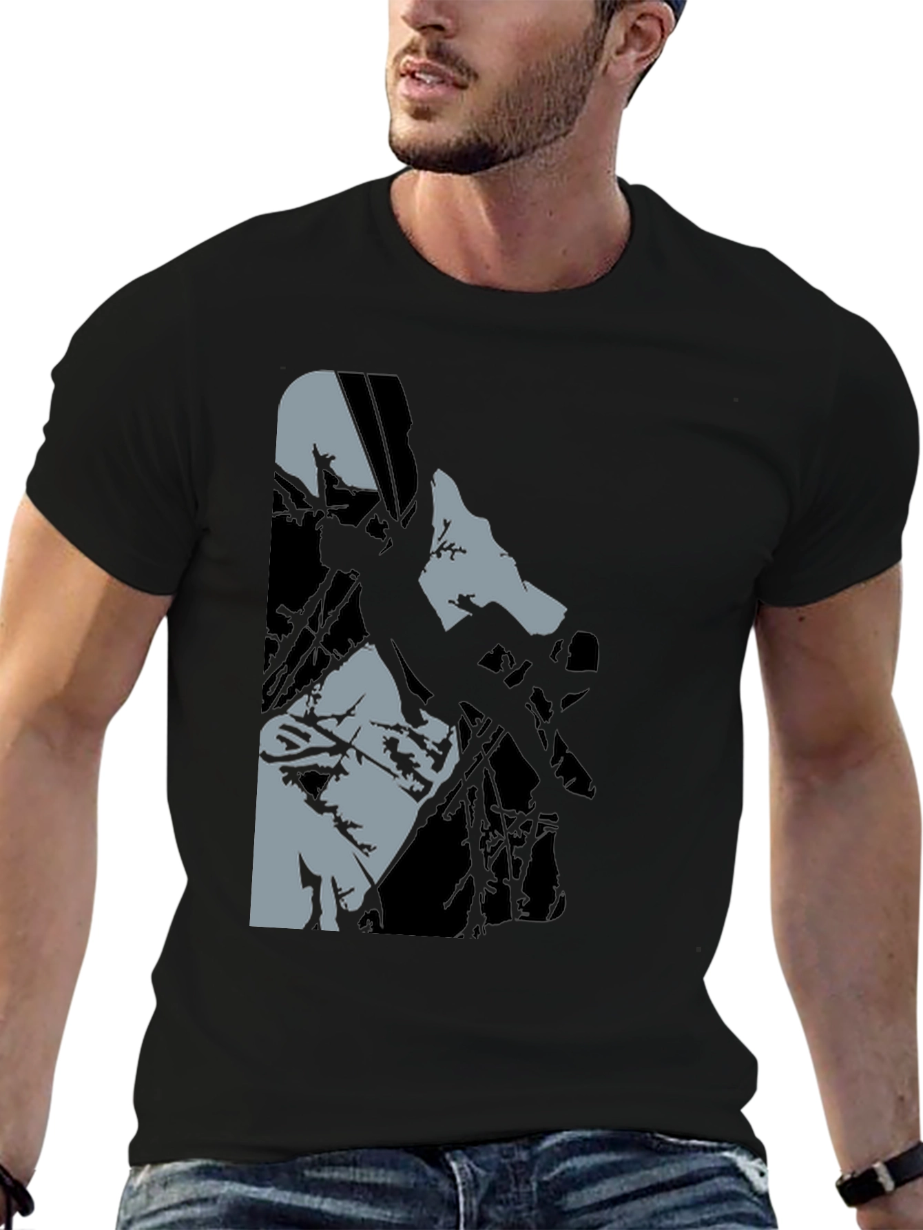 Black Graphic Tee: Climbing Silhouette