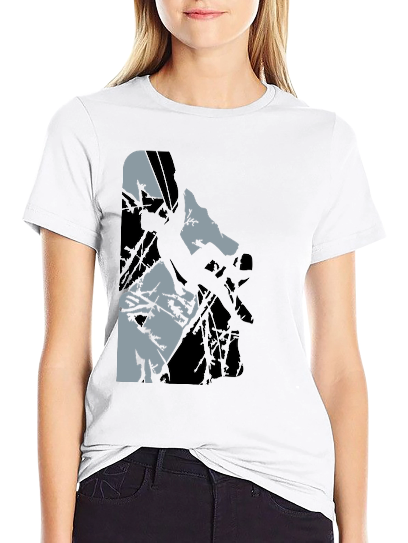 Black Graphic Tee: Climbing Silhouette