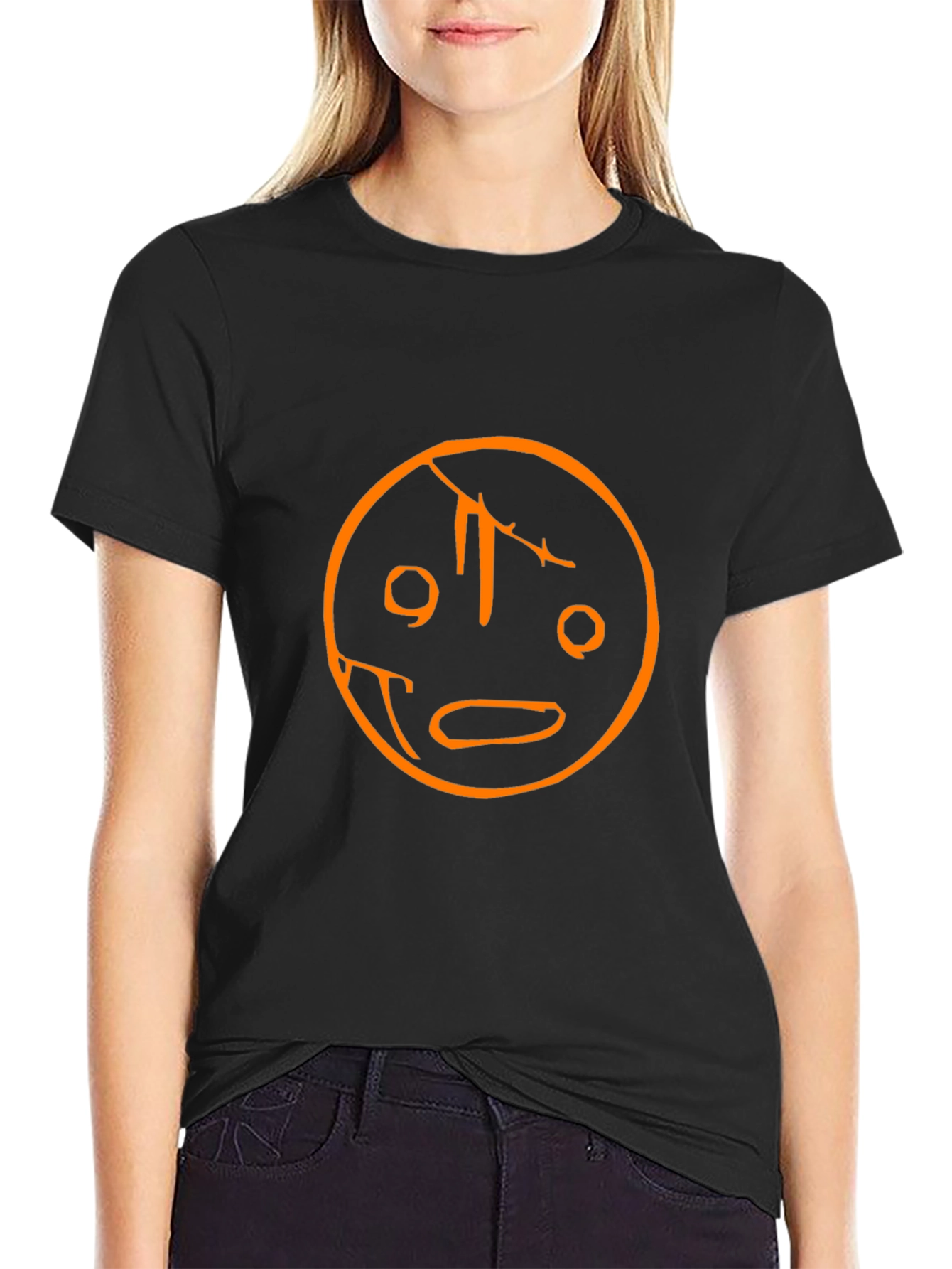 Unique Graphic Tee - Cracked Smiley Face