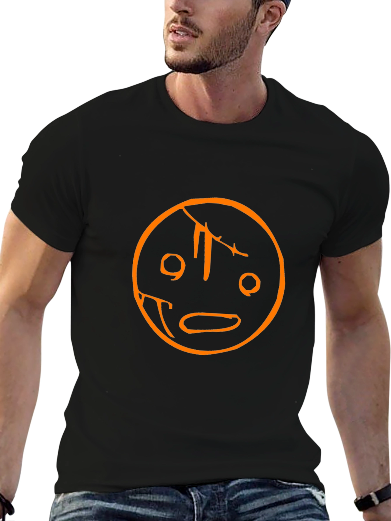 Unique Graphic Tee - Cracked Smiley Face