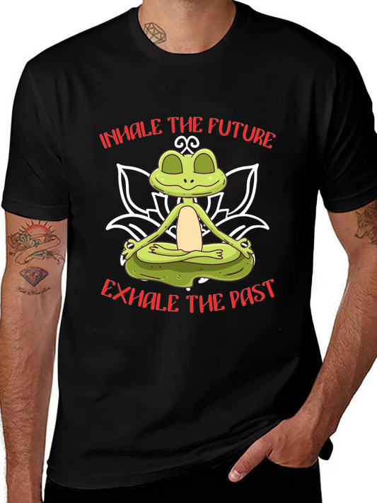 Meditating Frog Graphic Tee - Inhale The Future Exhale The Past