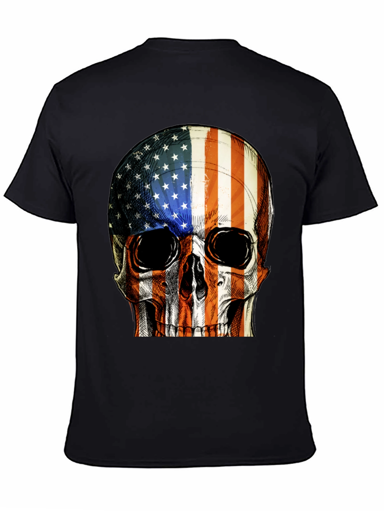 American Flag Skull Graphic T-Shirt