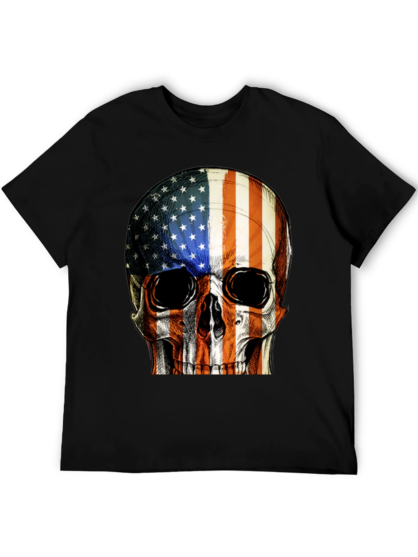 American Flag Skull Graphic T-Shirt