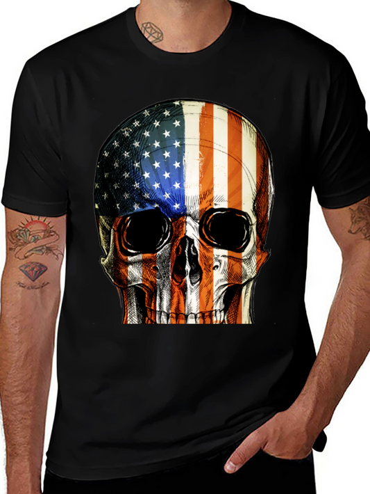 American Flag Skull Graphic T-Shirt