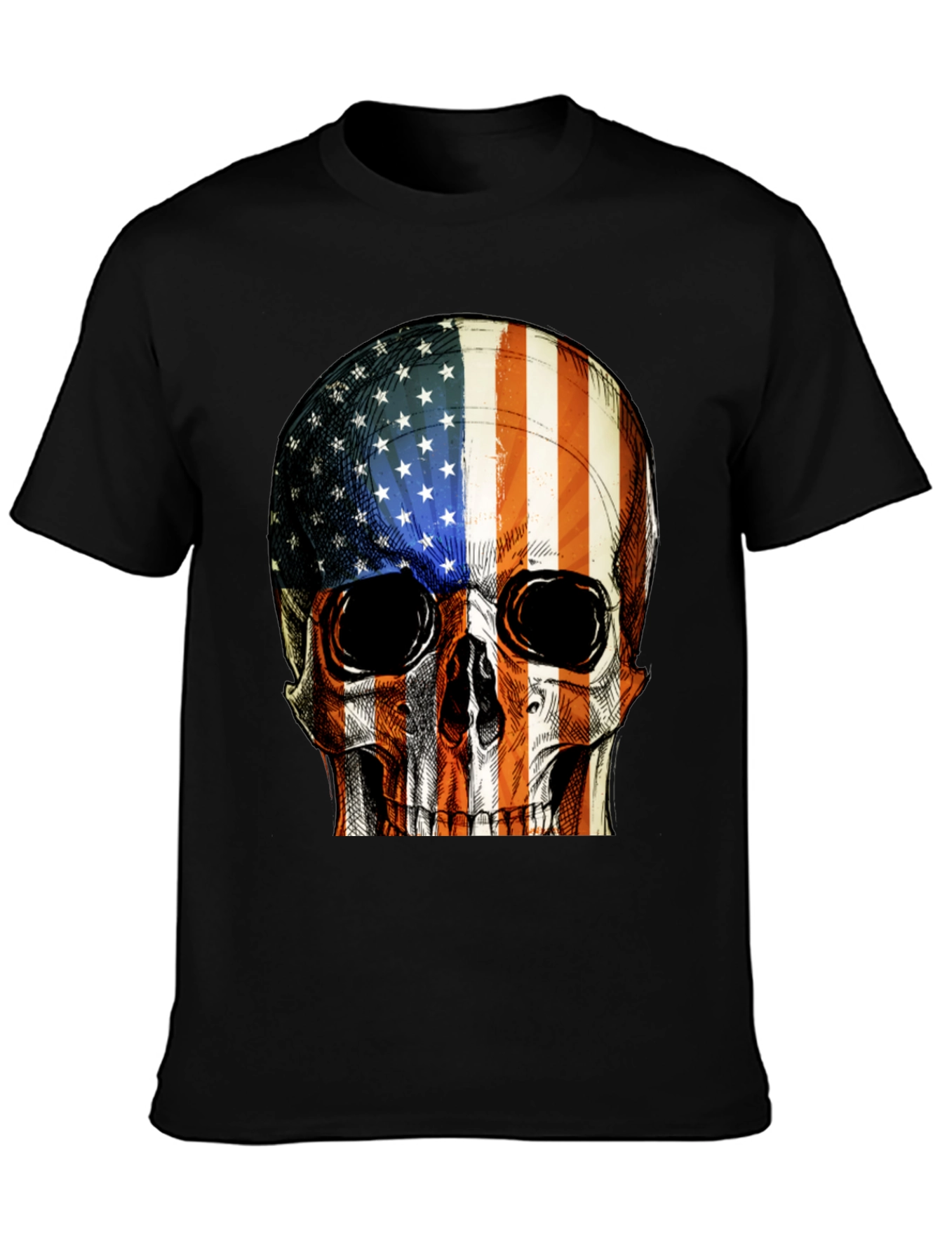 American Flag Skull Graphic T-Shirt