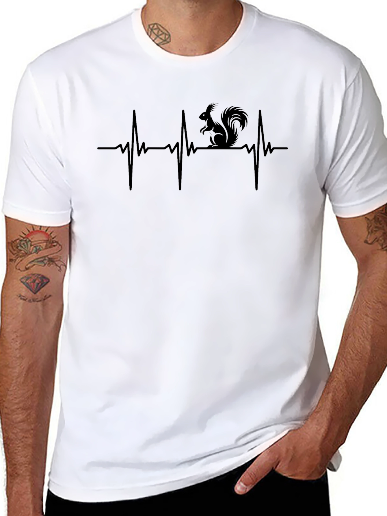 Squirrel Heartbeat T-Shirt - Black Graphic Tee