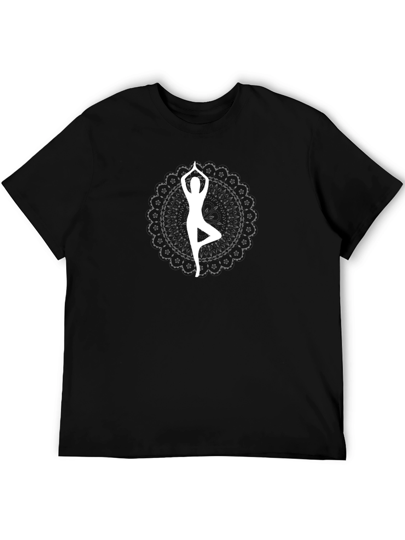 Yoga Mandala T-Shirt - Black Cotton Tee