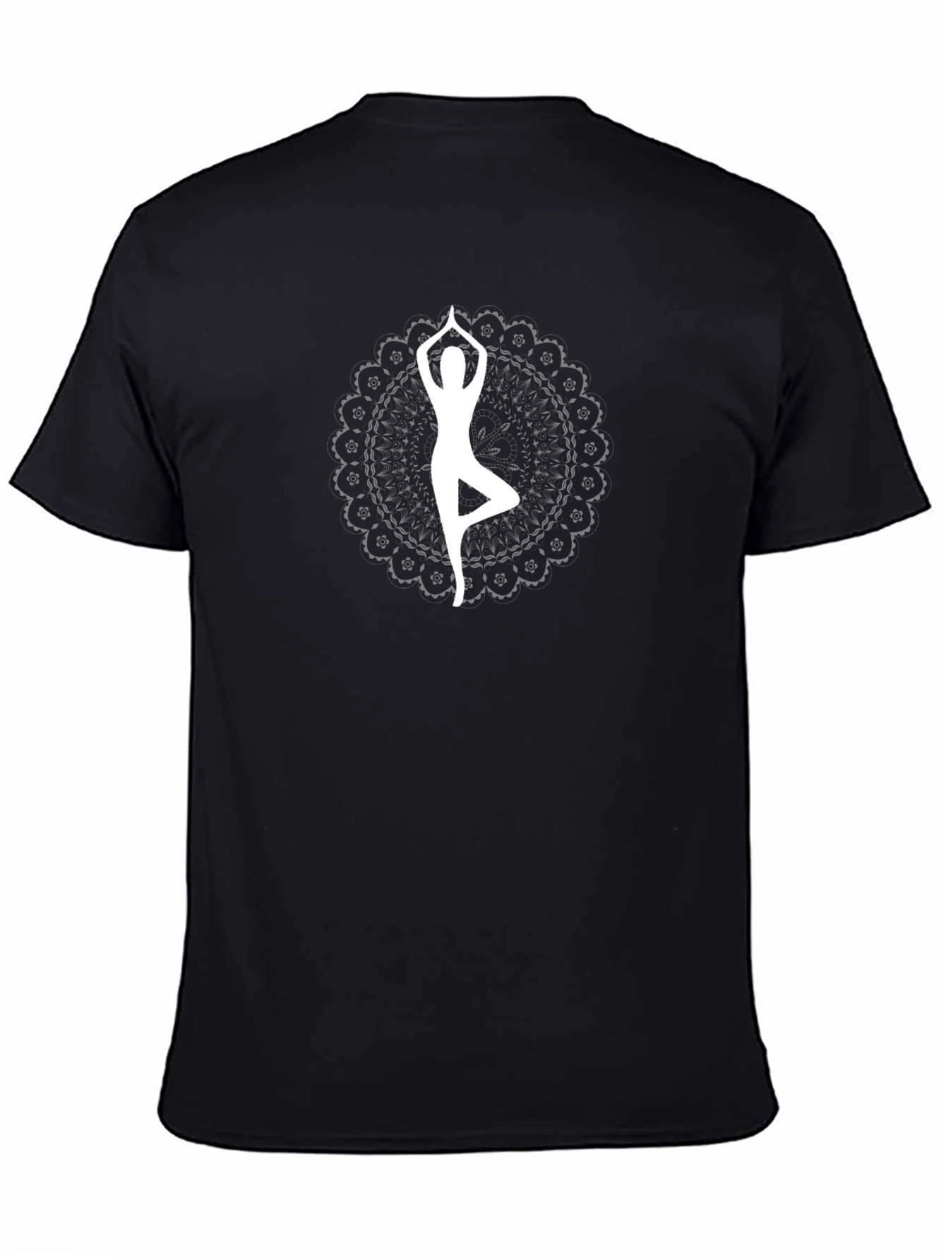 Yoga Mandala T-Shirt - Black Cotton Tee