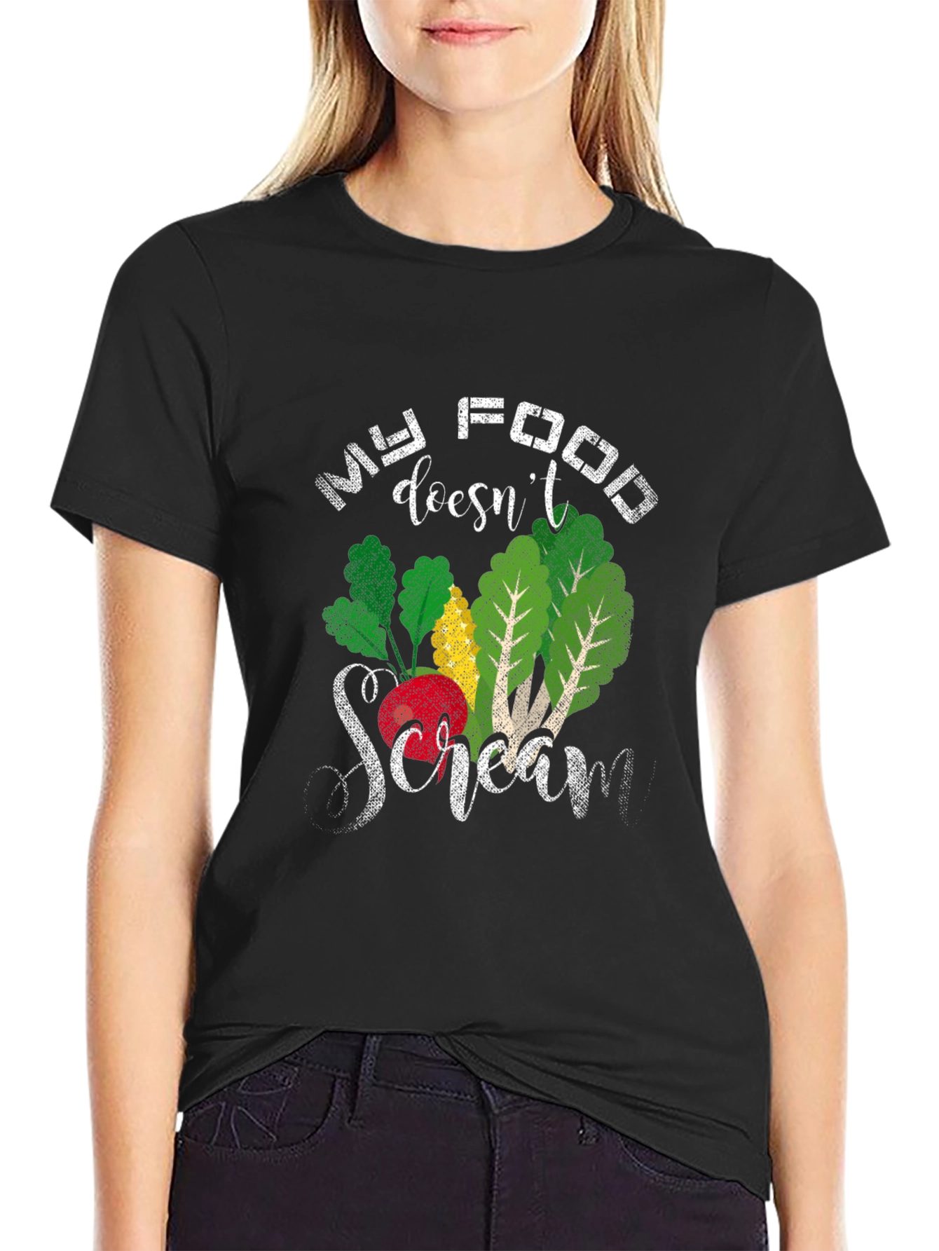 My Food Doesnt Scream T-Shirt - Vegan Apparel