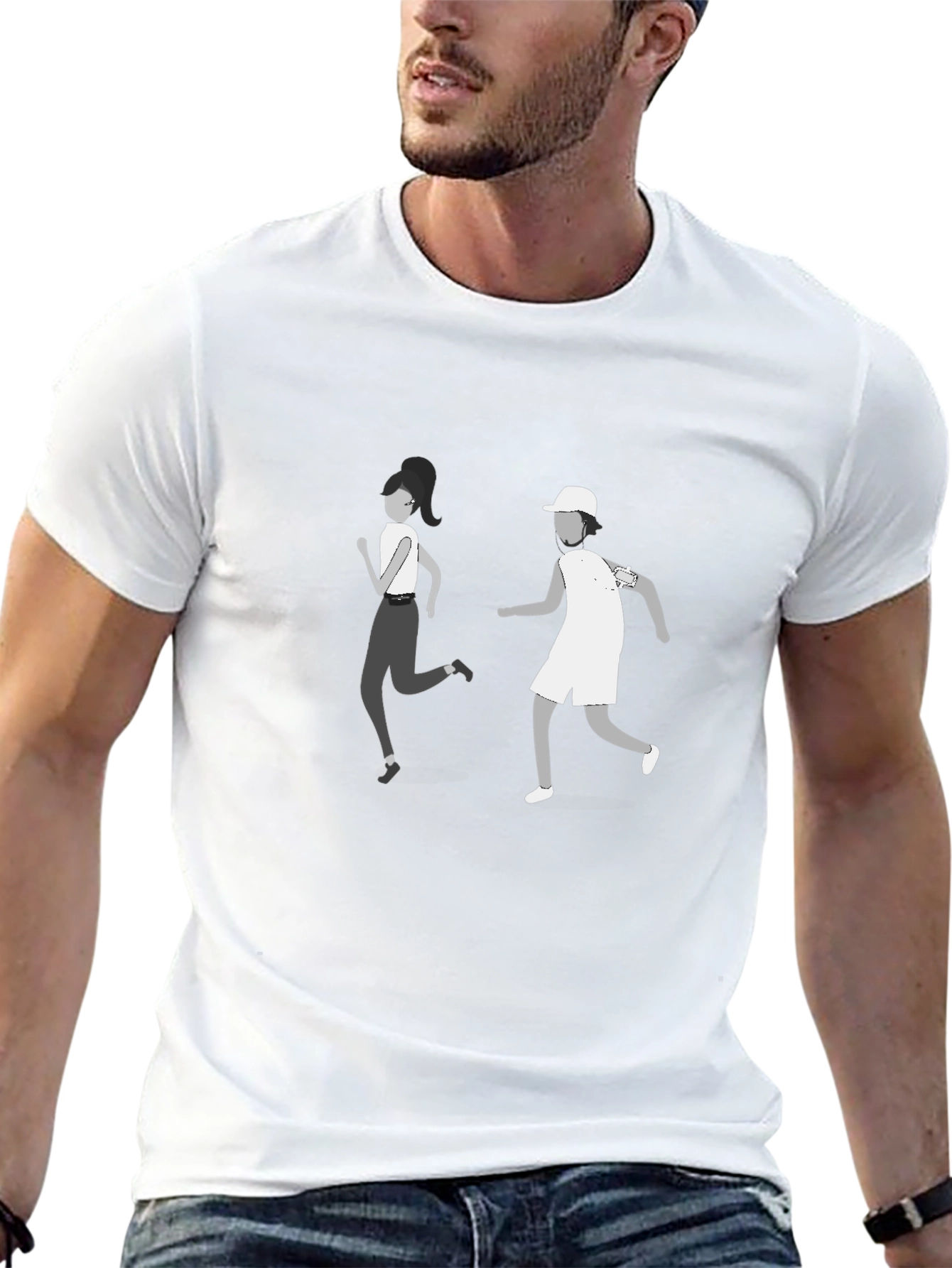 Black T-Shirt with Running Graphic
