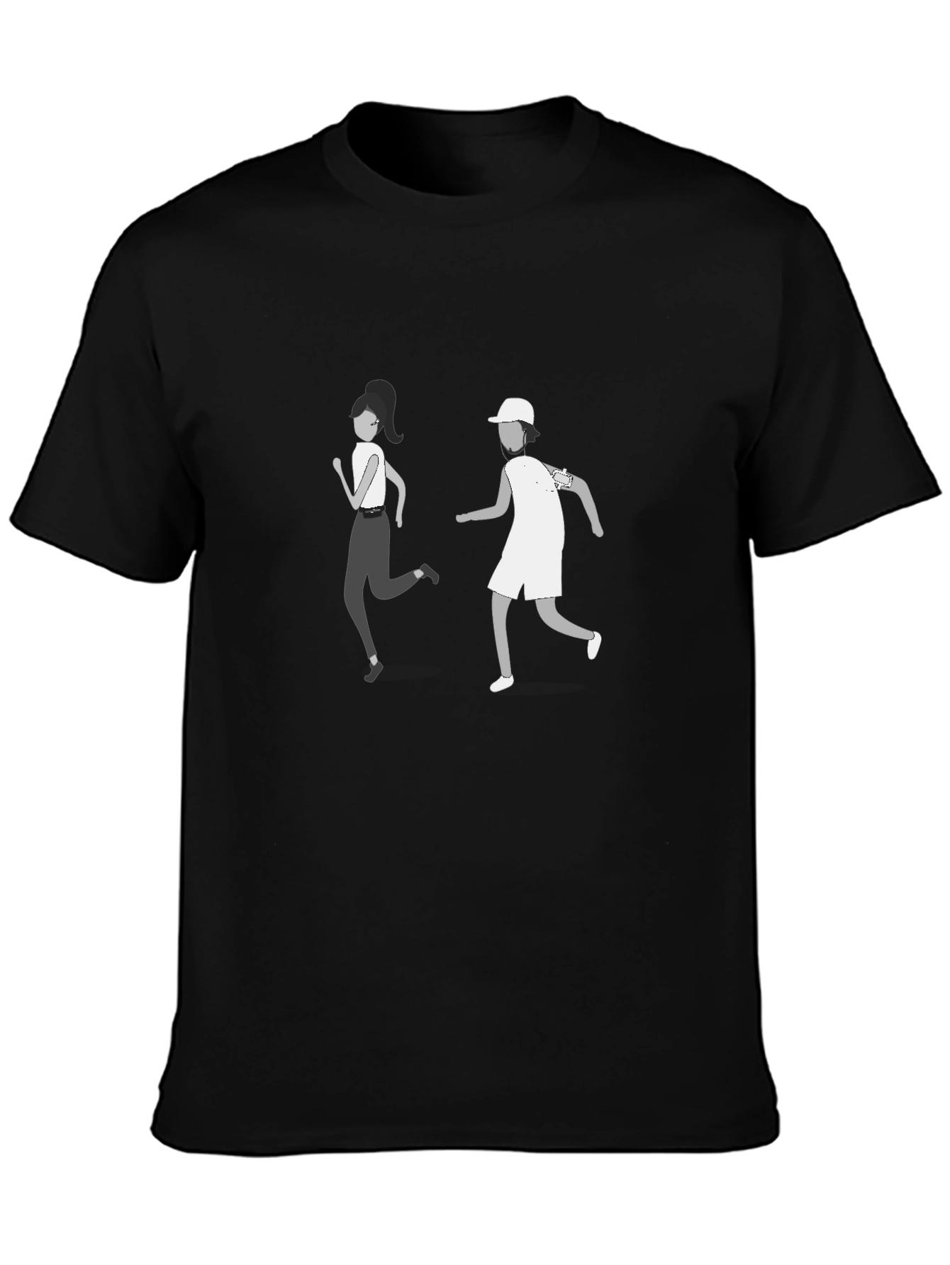 Black T-Shirt with Running Graphic