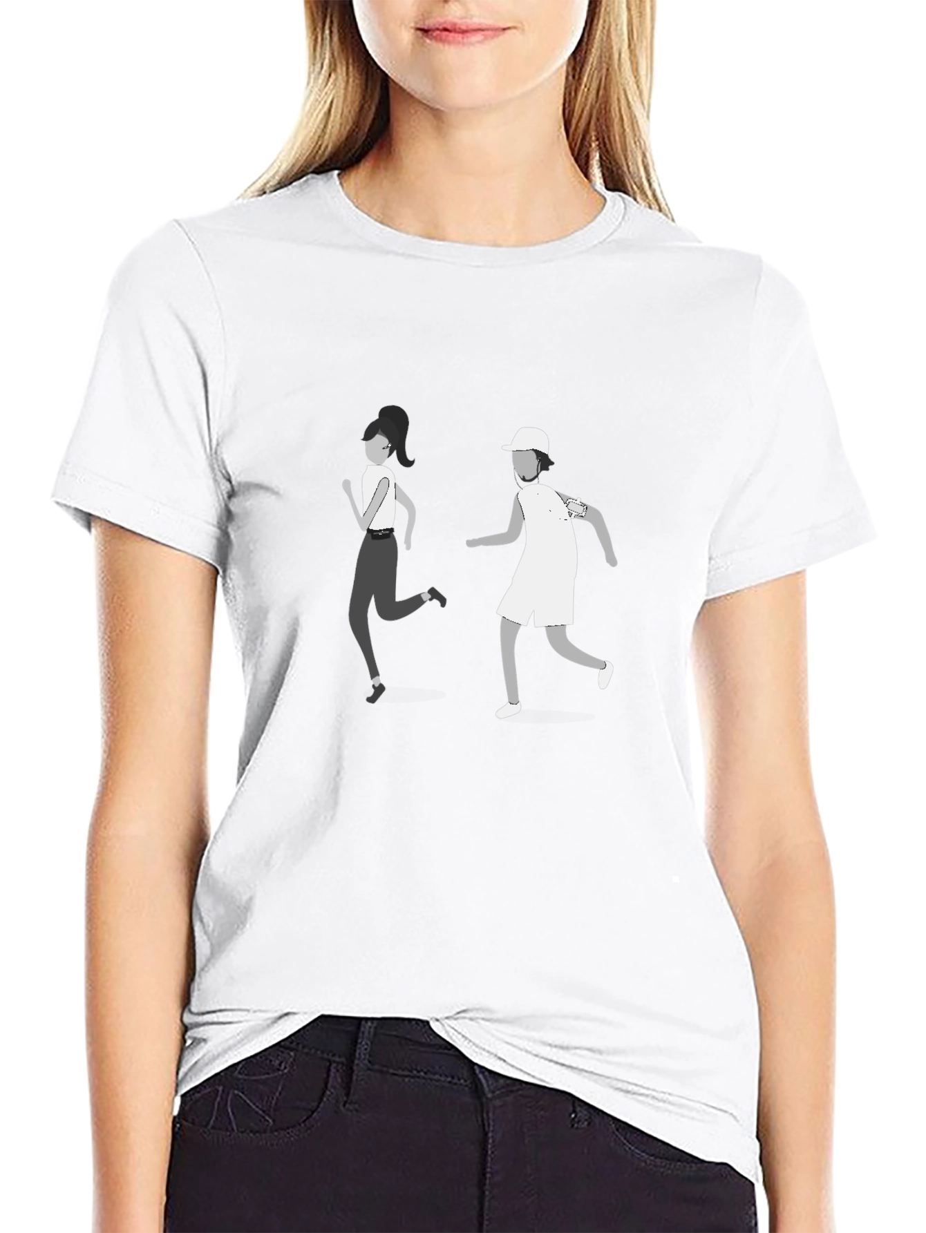Black T-Shirt with Running Graphic