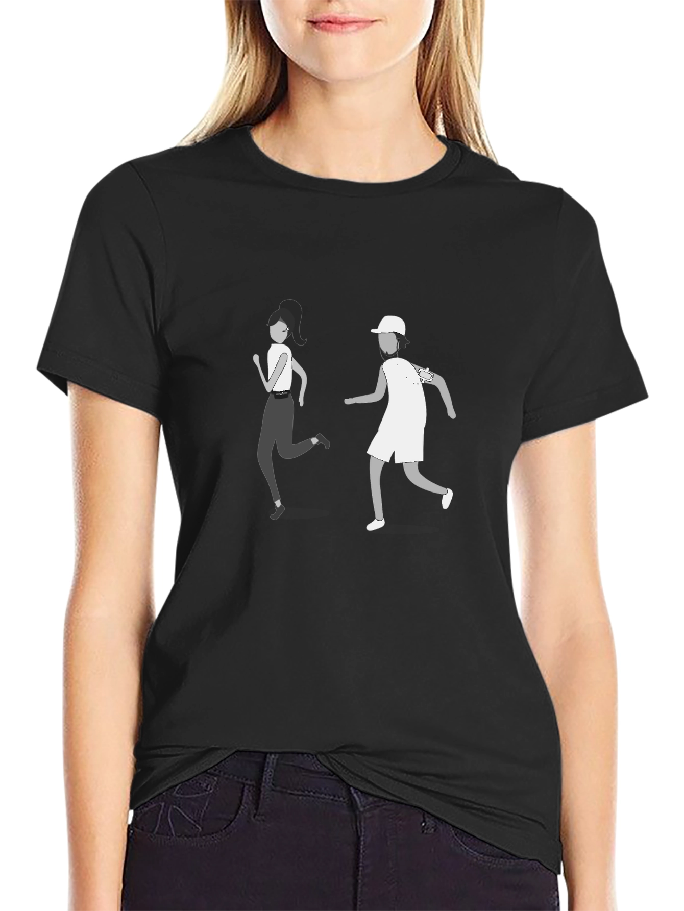 Black T-Shirt with Running Graphic