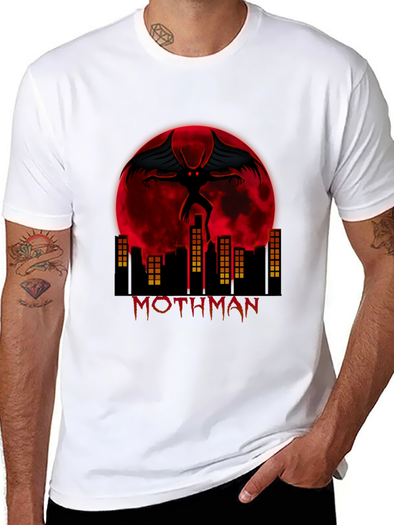 Mothman Graphic Tee - Cryptid Urban Legend T-Shirt