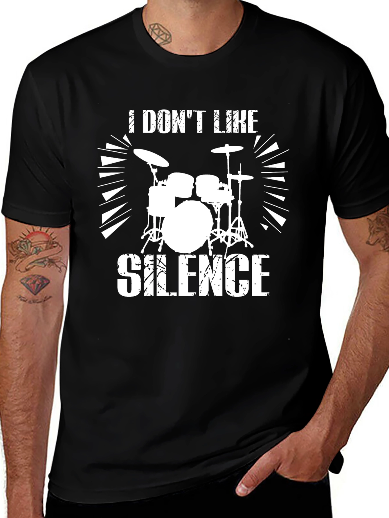 I Dont Like Silence Drum Kit Graphic Tee