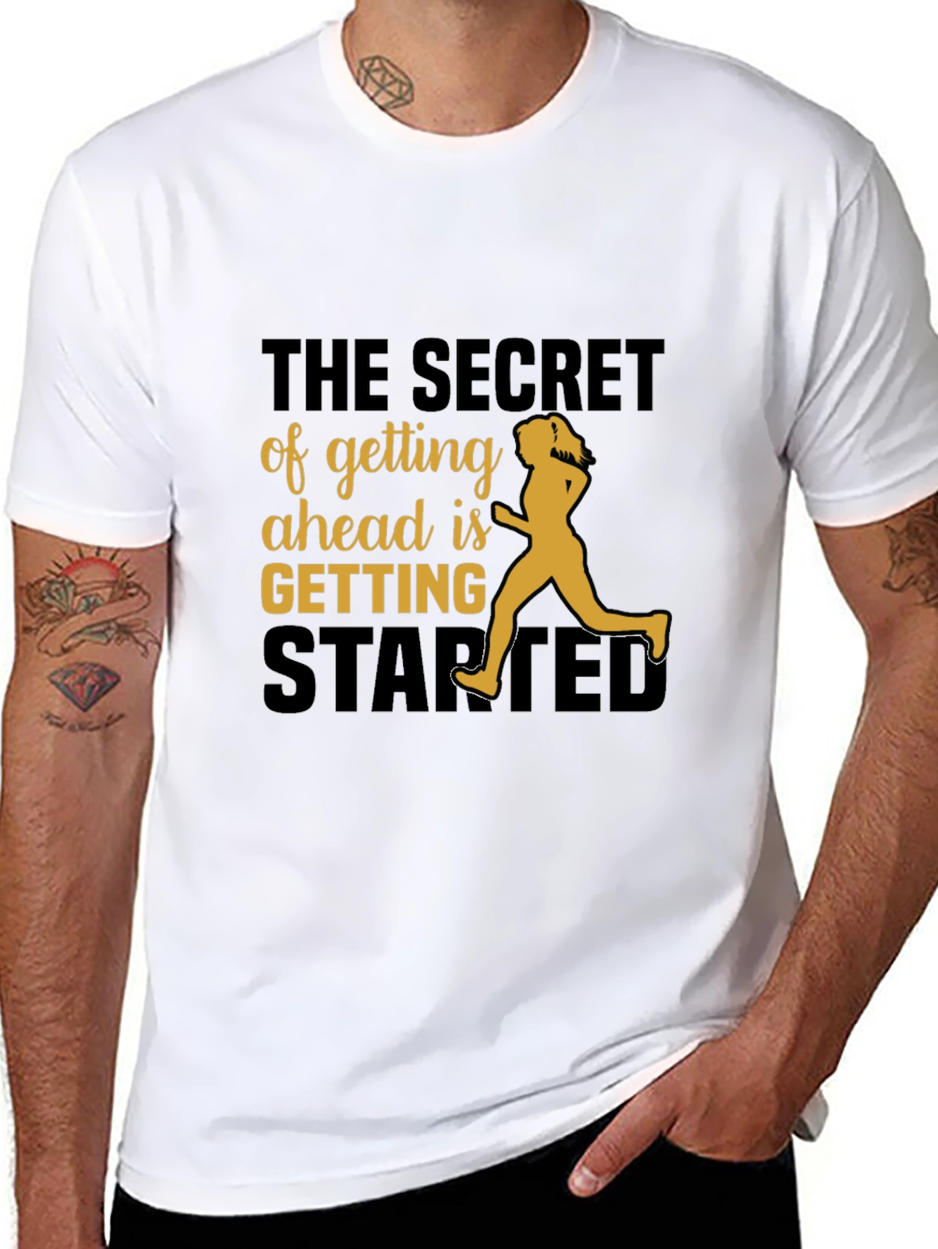 Motivational Running T-Shirt - The Secret of Getting Ahead