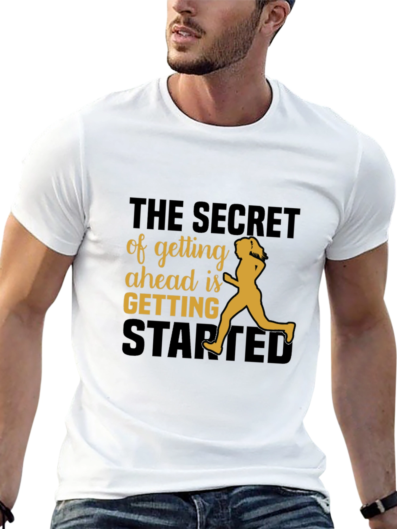 Motivational Running T-Shirt - The Secret of Getting Ahead