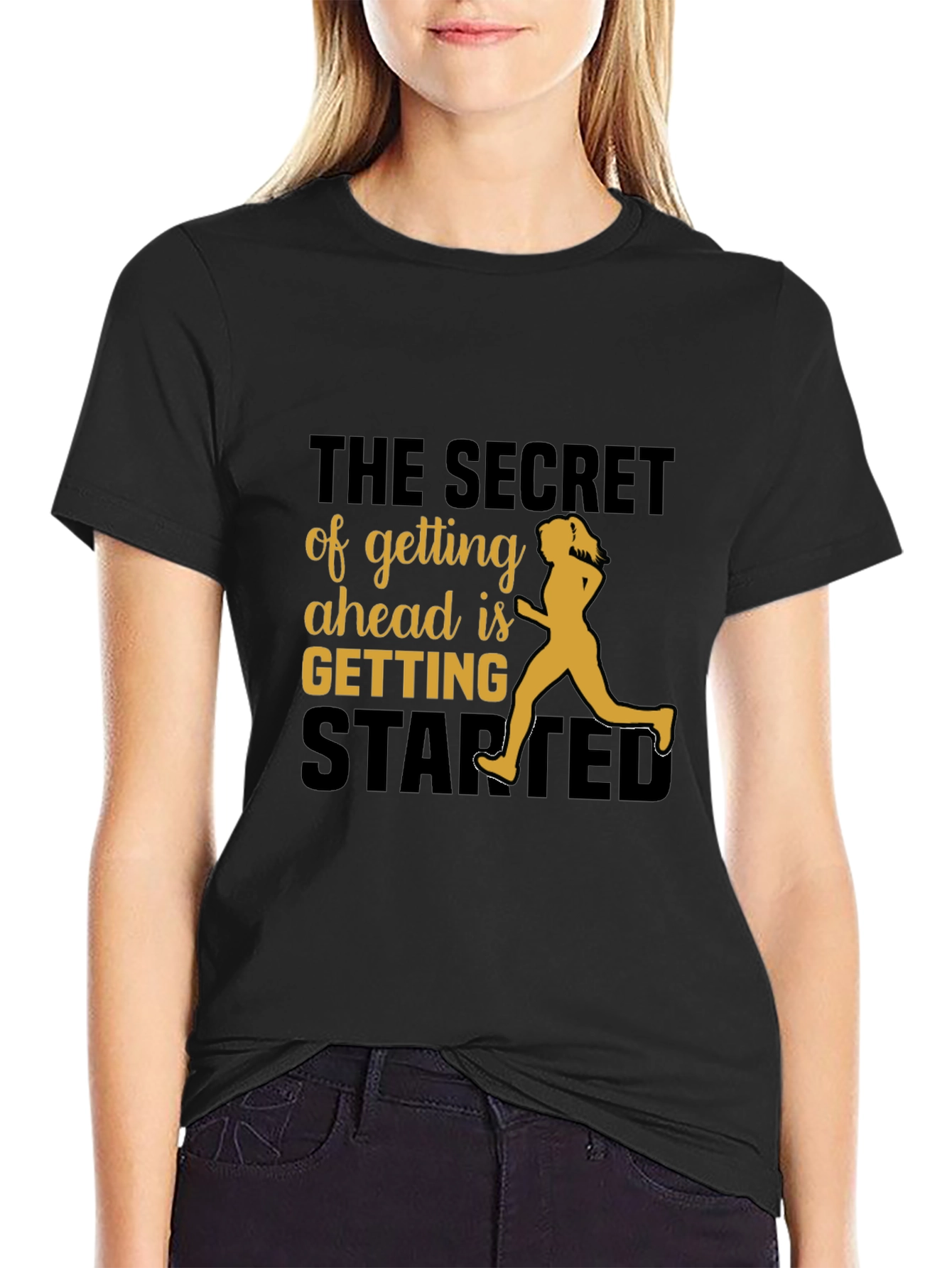 Motivational Running T-Shirt - The Secret of Getting Ahead