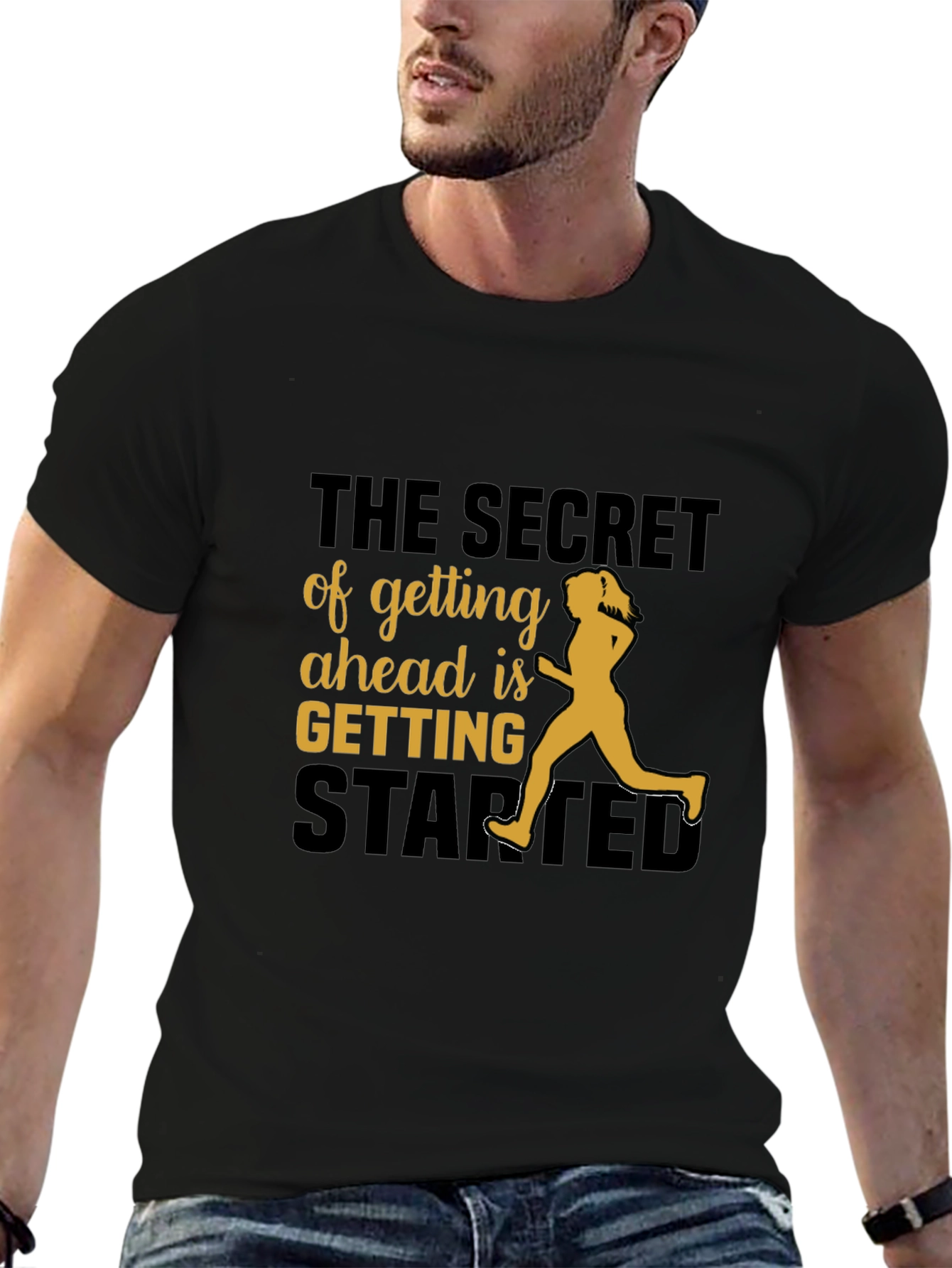 Motivational Running T-Shirt - The Secret of Getting Ahead
