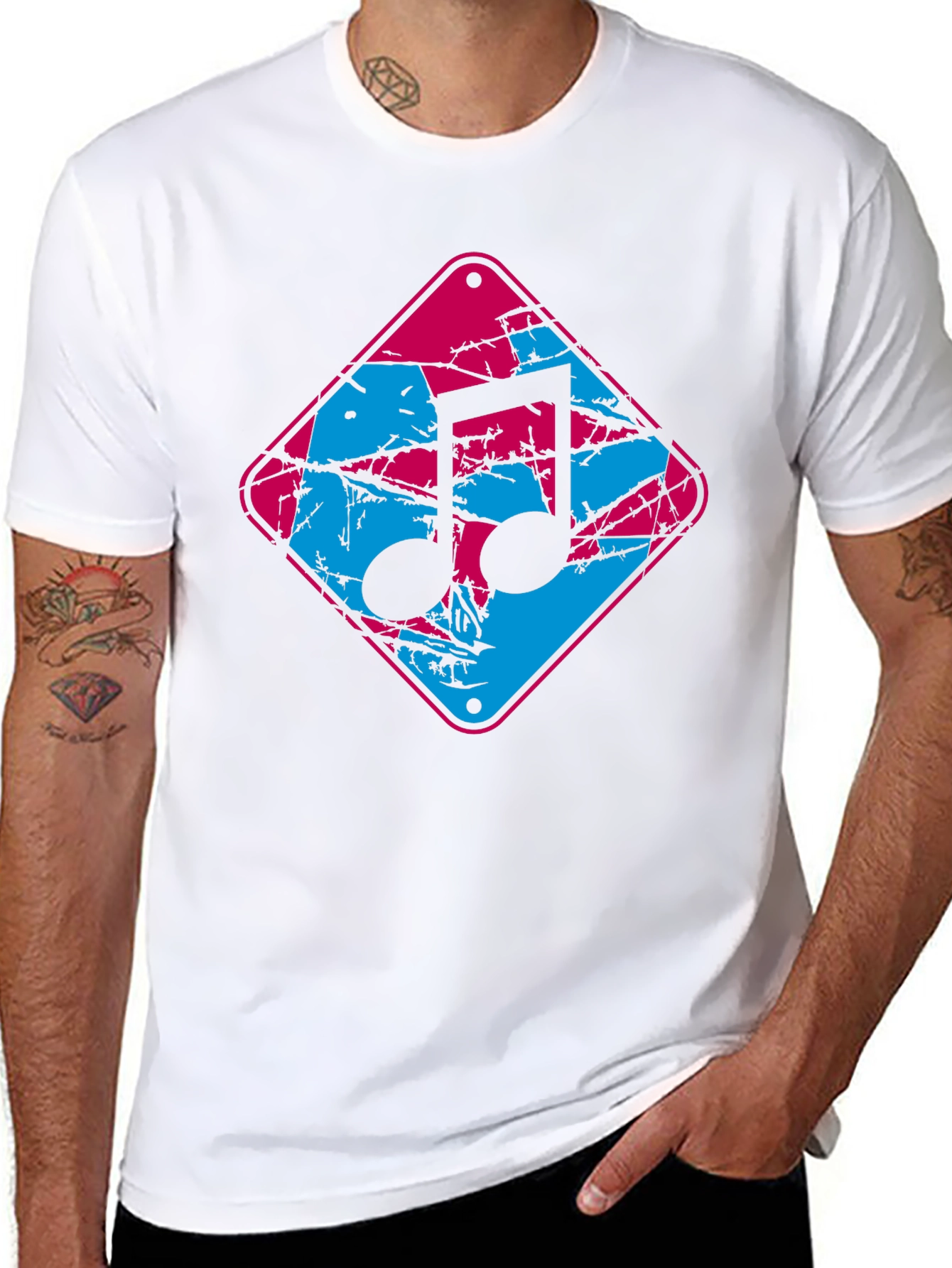 Retro Music Note Graphic Black T-Shirt