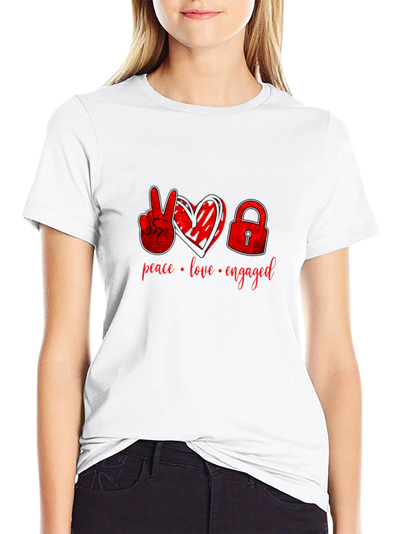 Peace Love Engaged Graphic Tee - Black T-Shirt