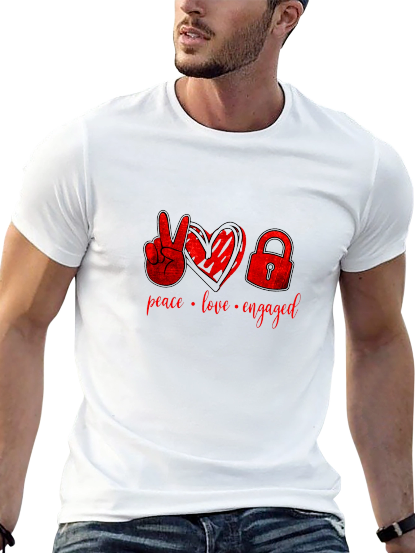Peace Love Engaged Graphic Tee - Black T-Shirt