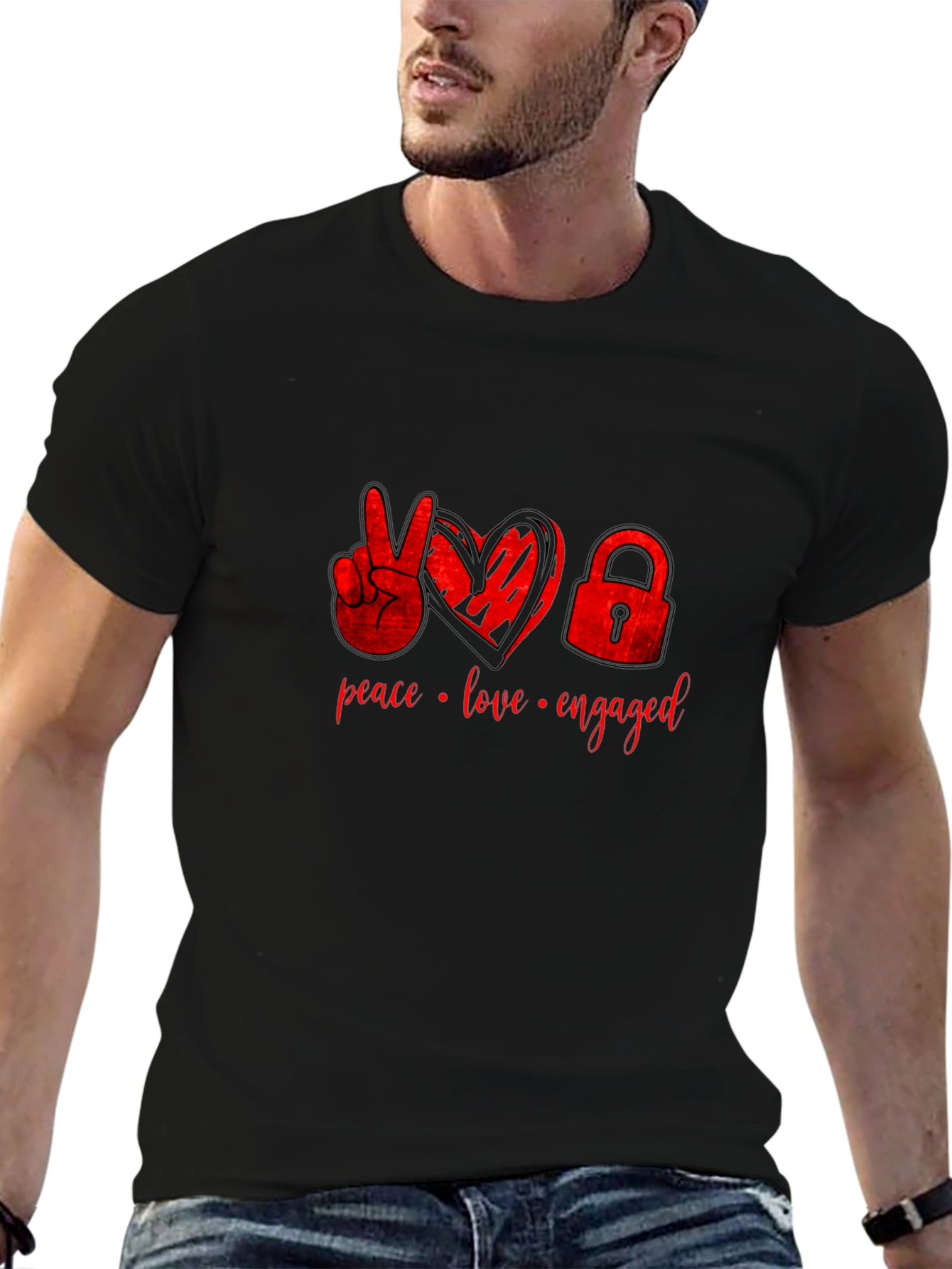 Peace Love Engaged Graphic Tee - Black T-Shirt