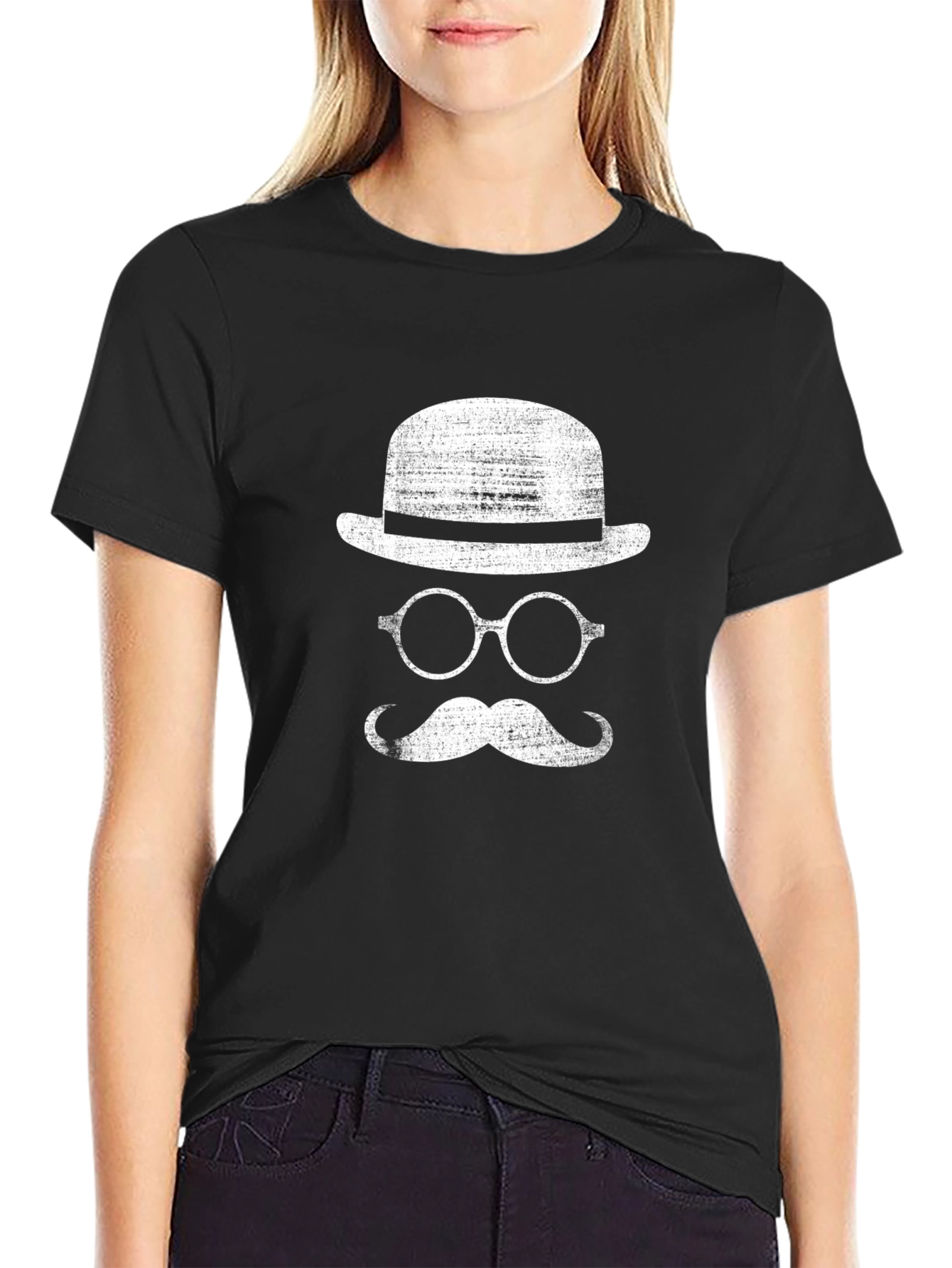 Dapper Gent T-Shirt: Bowler Hat Glasses Mustache