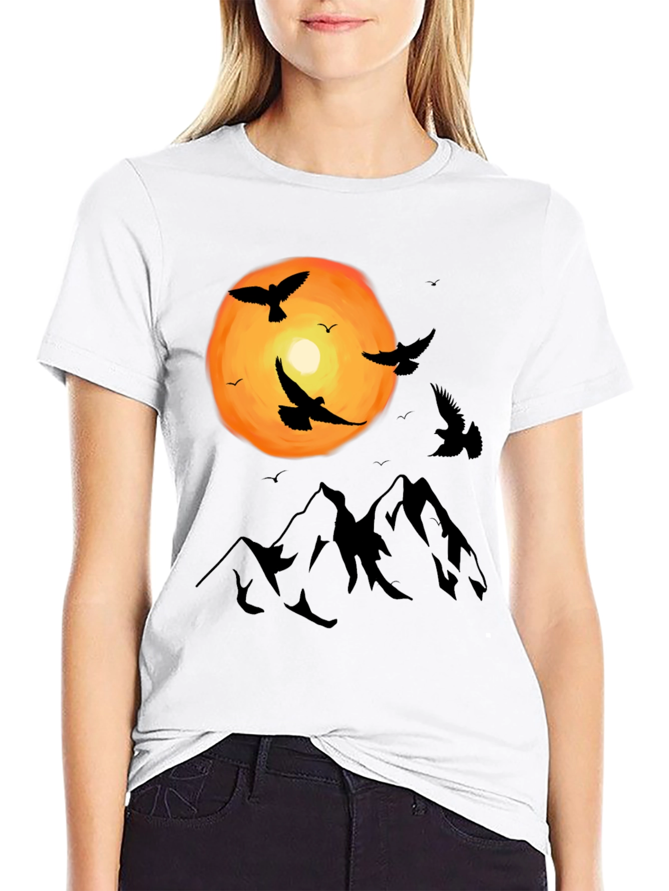Mountain Sunset Bird T-Shirt