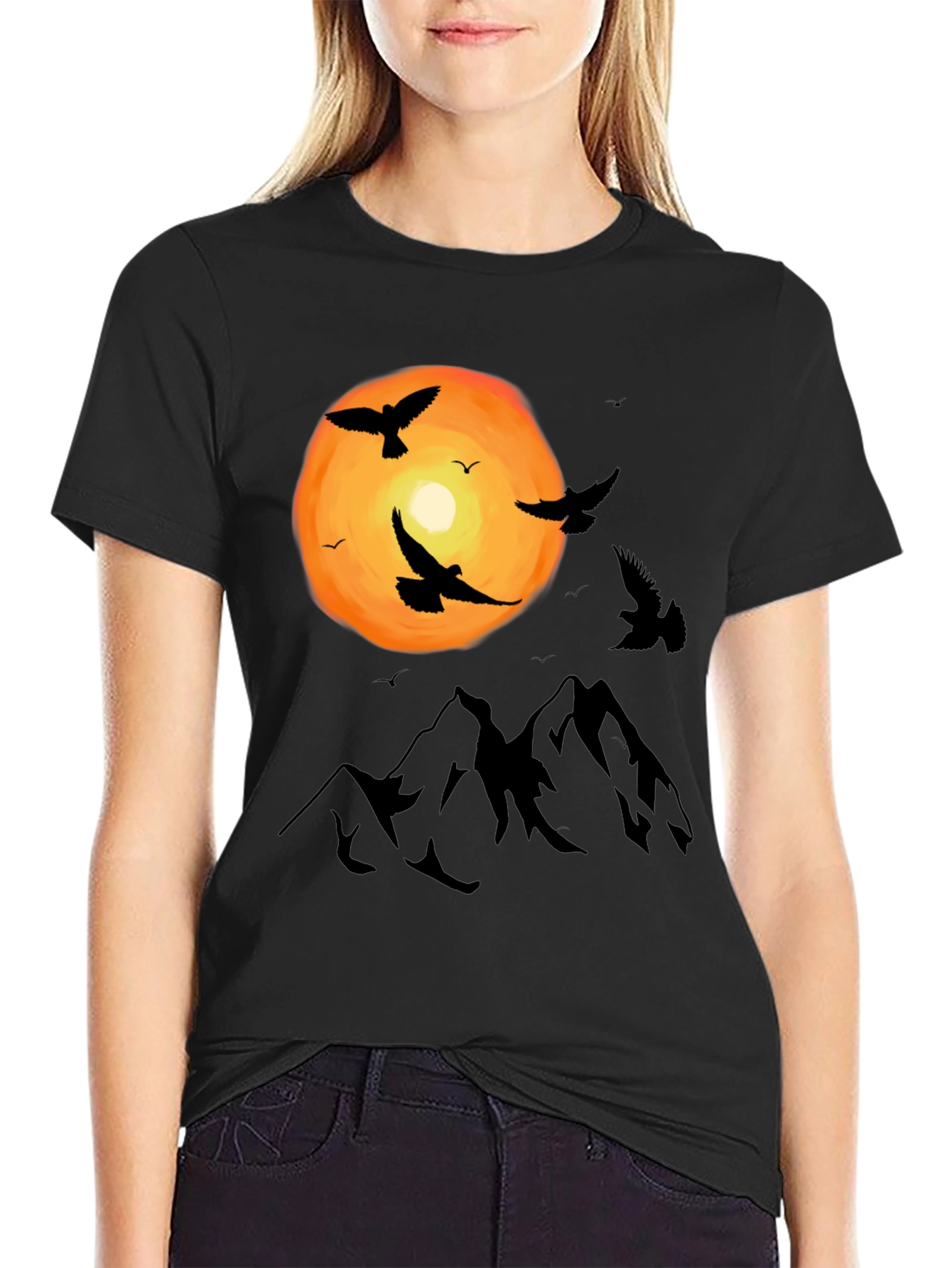 Mountain Sunset Bird T-Shirt