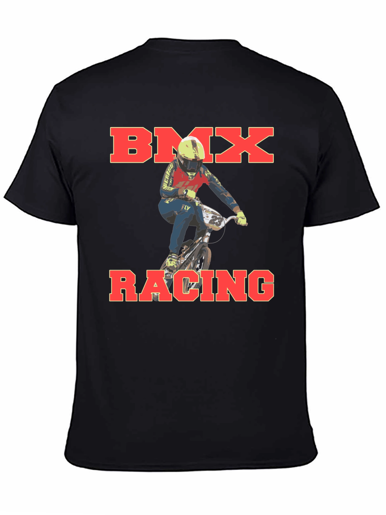 BMX Racing Graphic T-Shirt Rider Design Black Cotton Tee