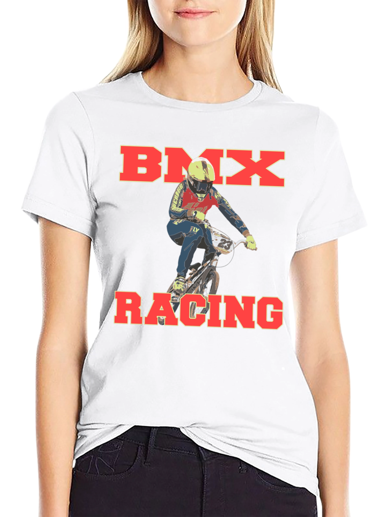 BMX Racing Graphic T-Shirt Rider Design Black Cotton Tee