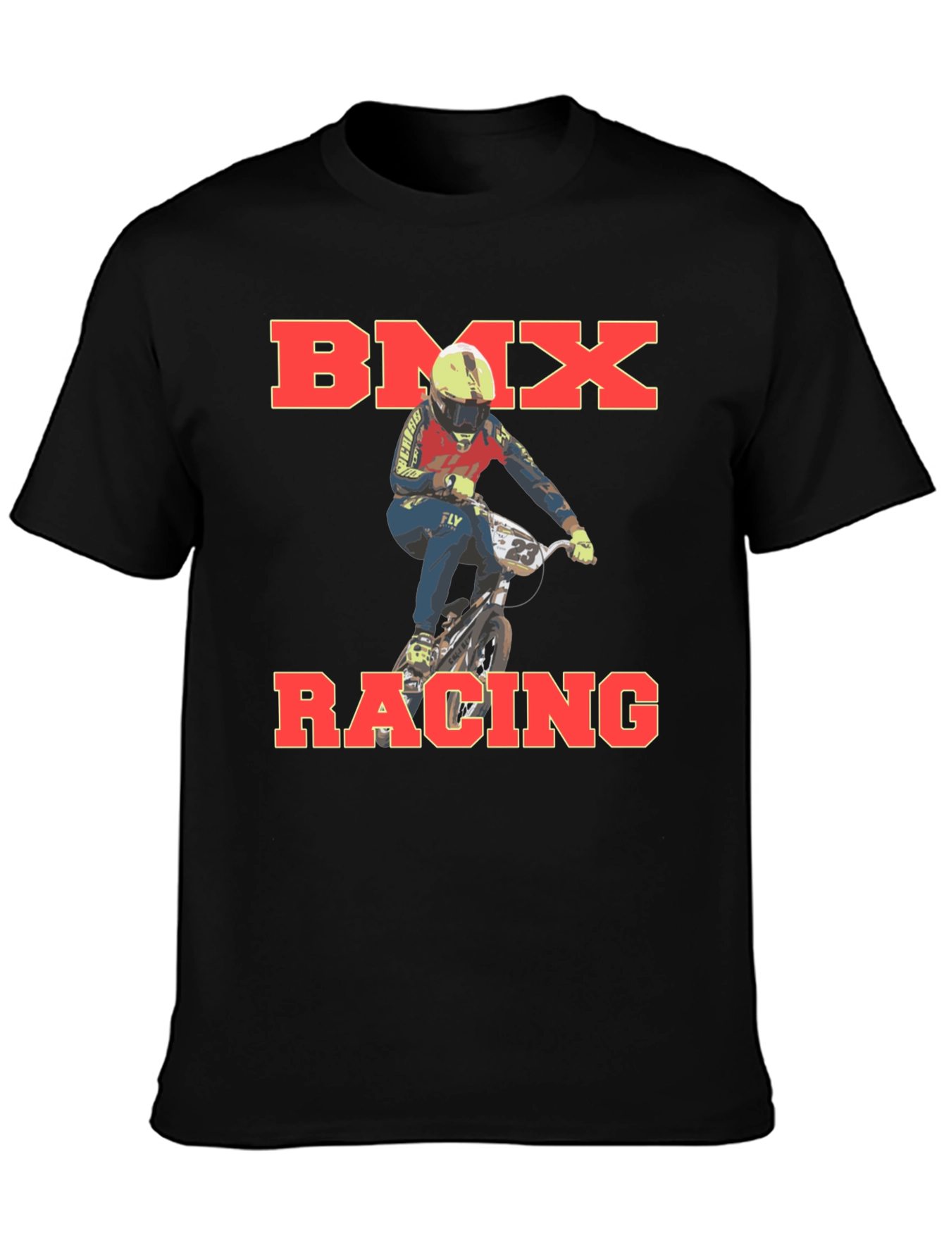 BMX Racing Graphic T-Shirt Rider Design Black Cotton Tee