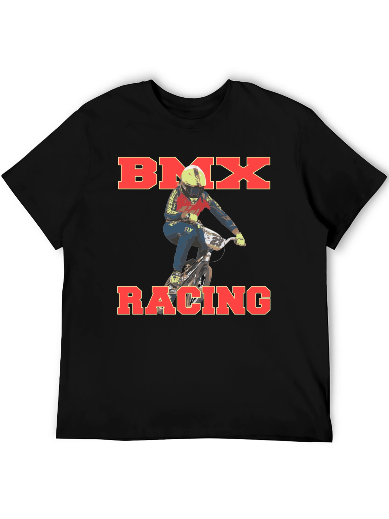 BMX Racing Graphic T-Shirt Rider Design Black Cotton Tee