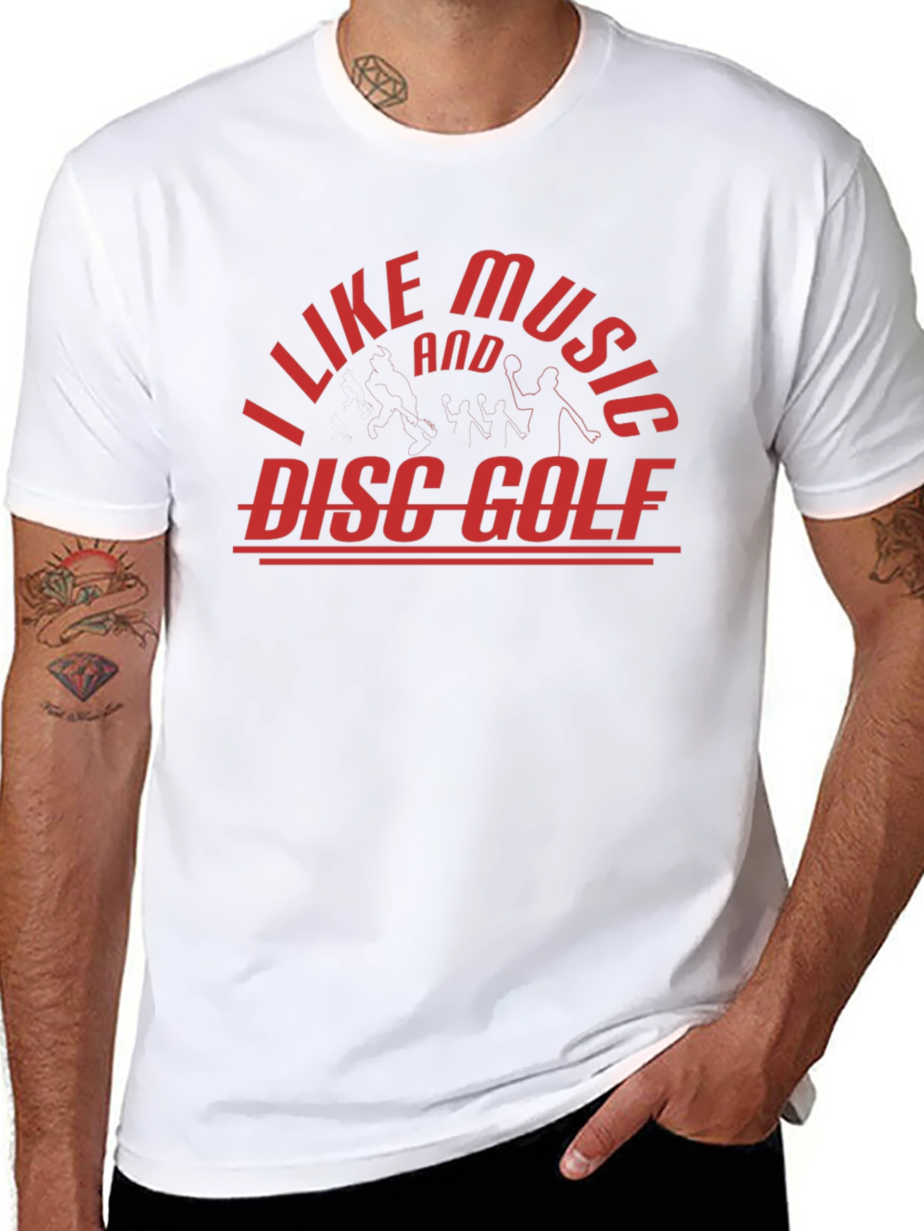 I Like Music and Disc Golf T-Shirt - Black