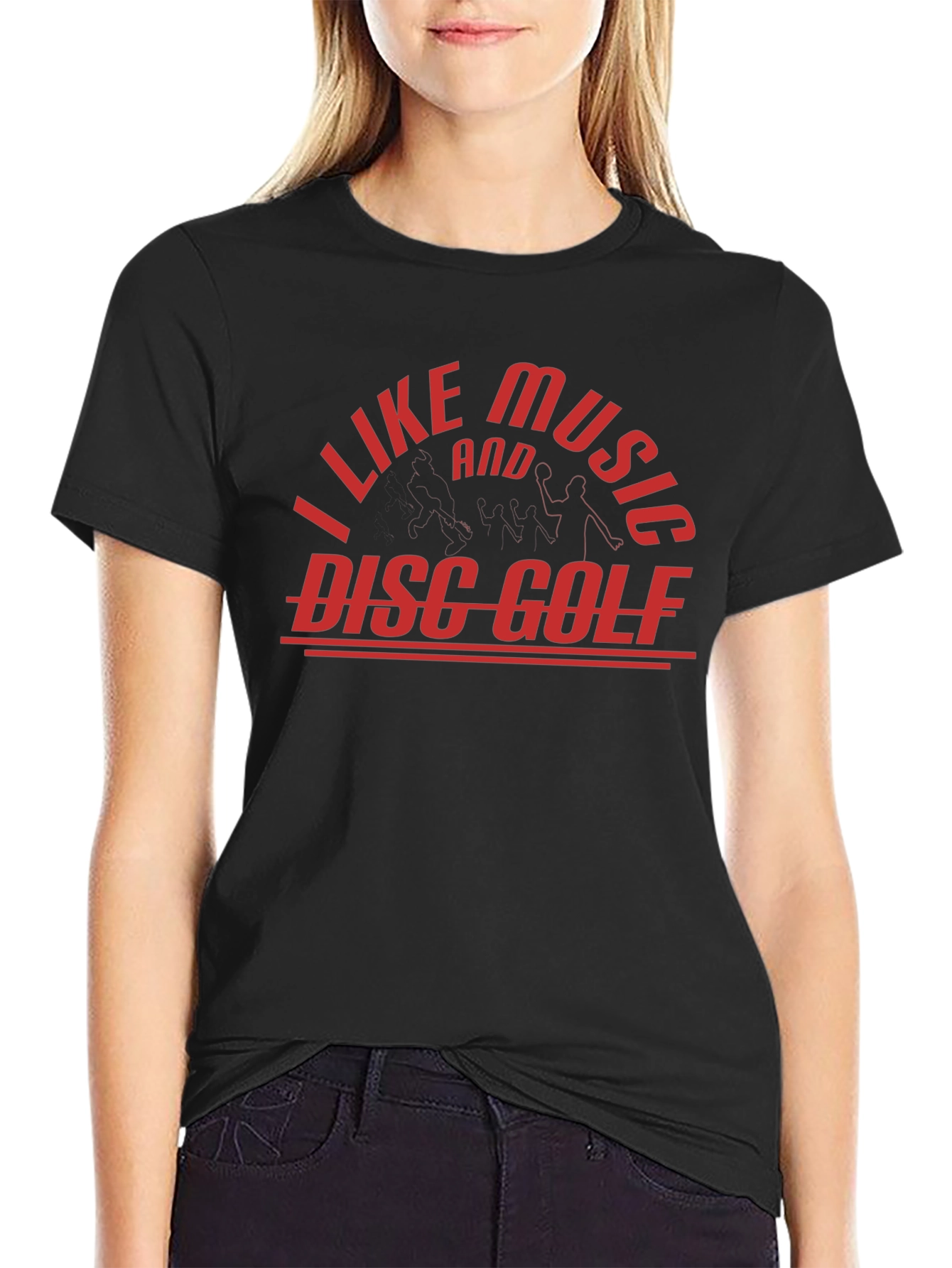 I Like Music and Disc Golf T-Shirt - Black