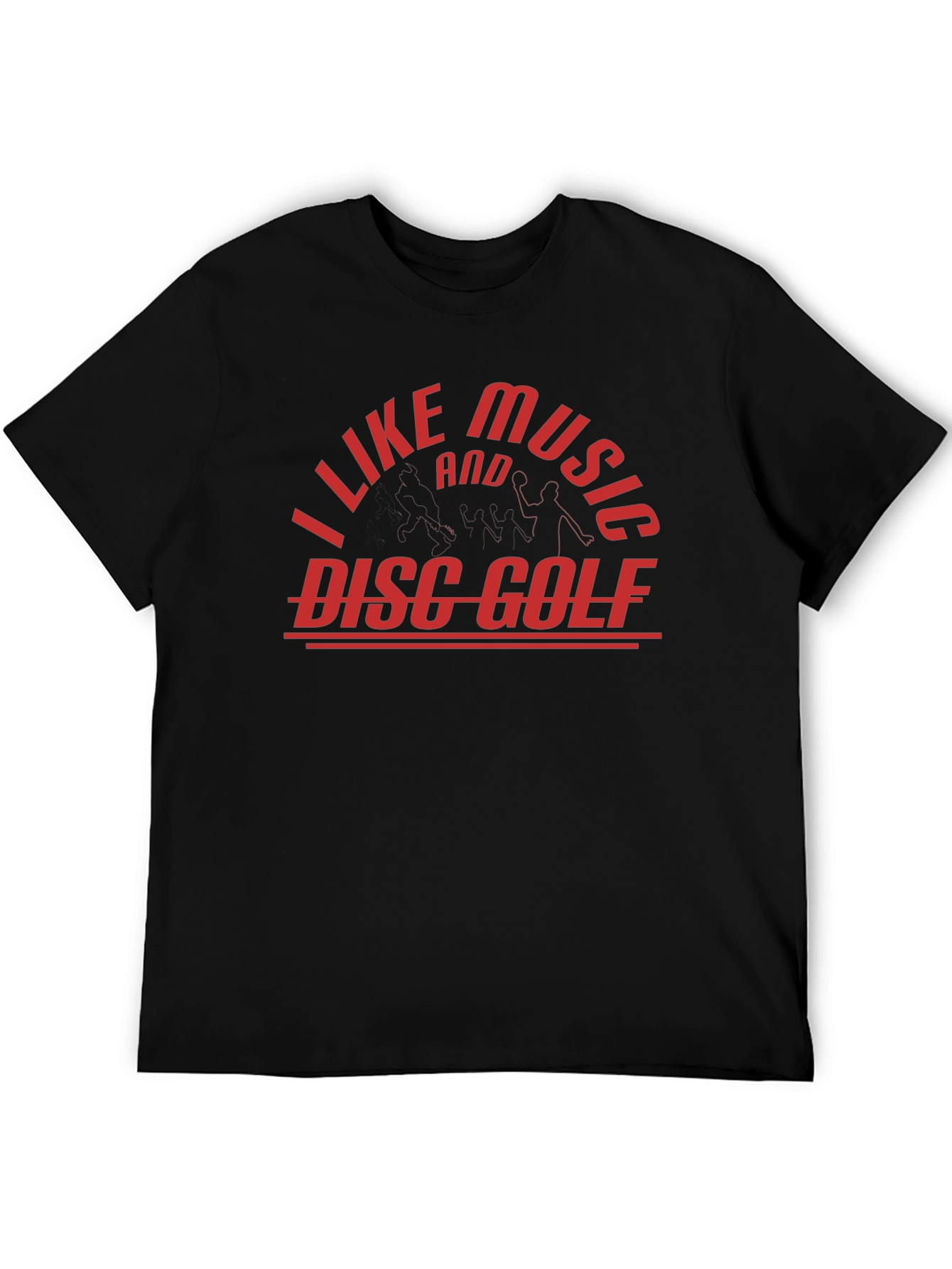 I Like Music and Disc Golf T-Shirt - Black