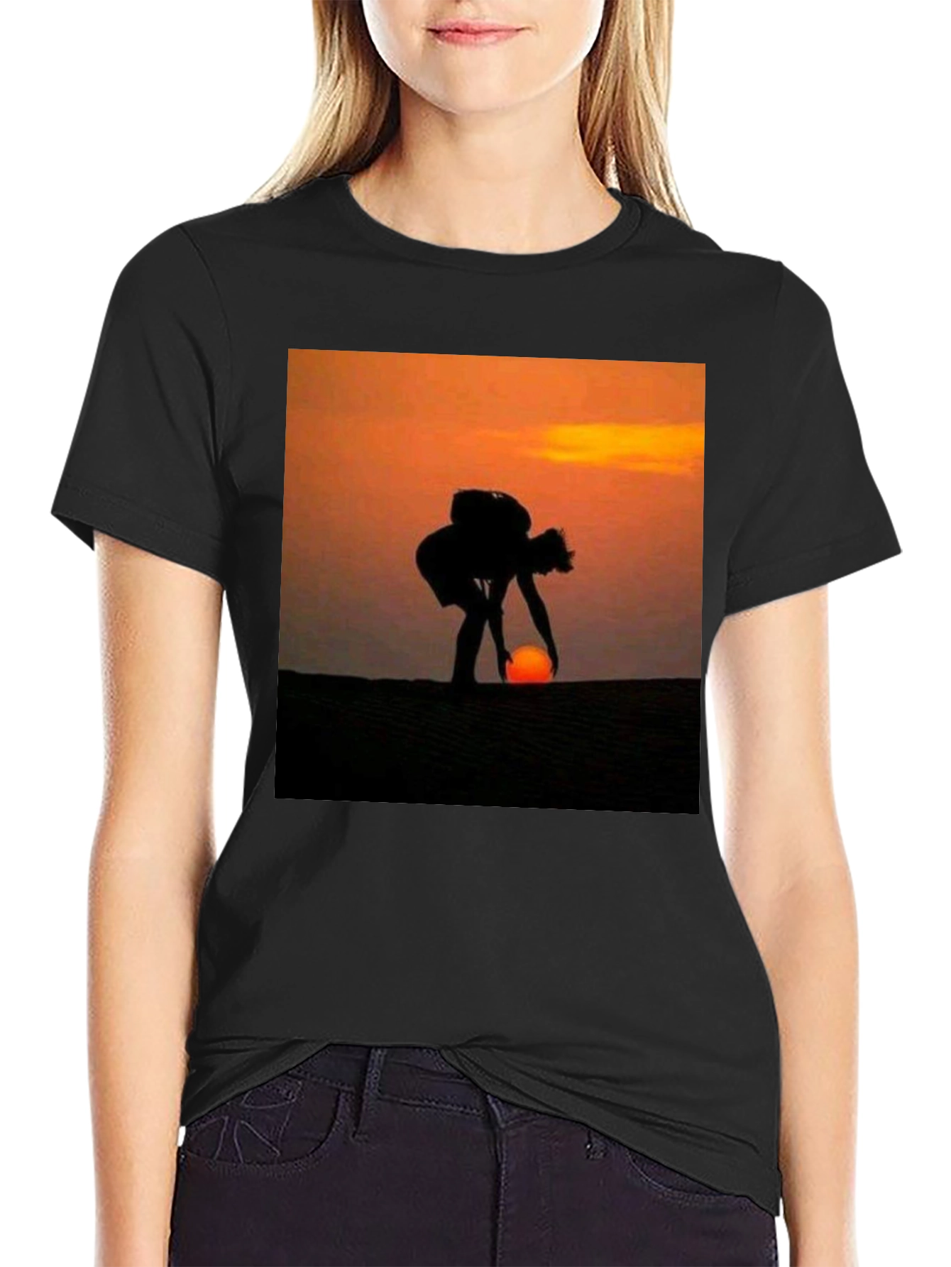 Silhouette Sunset Graphic T-Shirt - Mens Black Tee