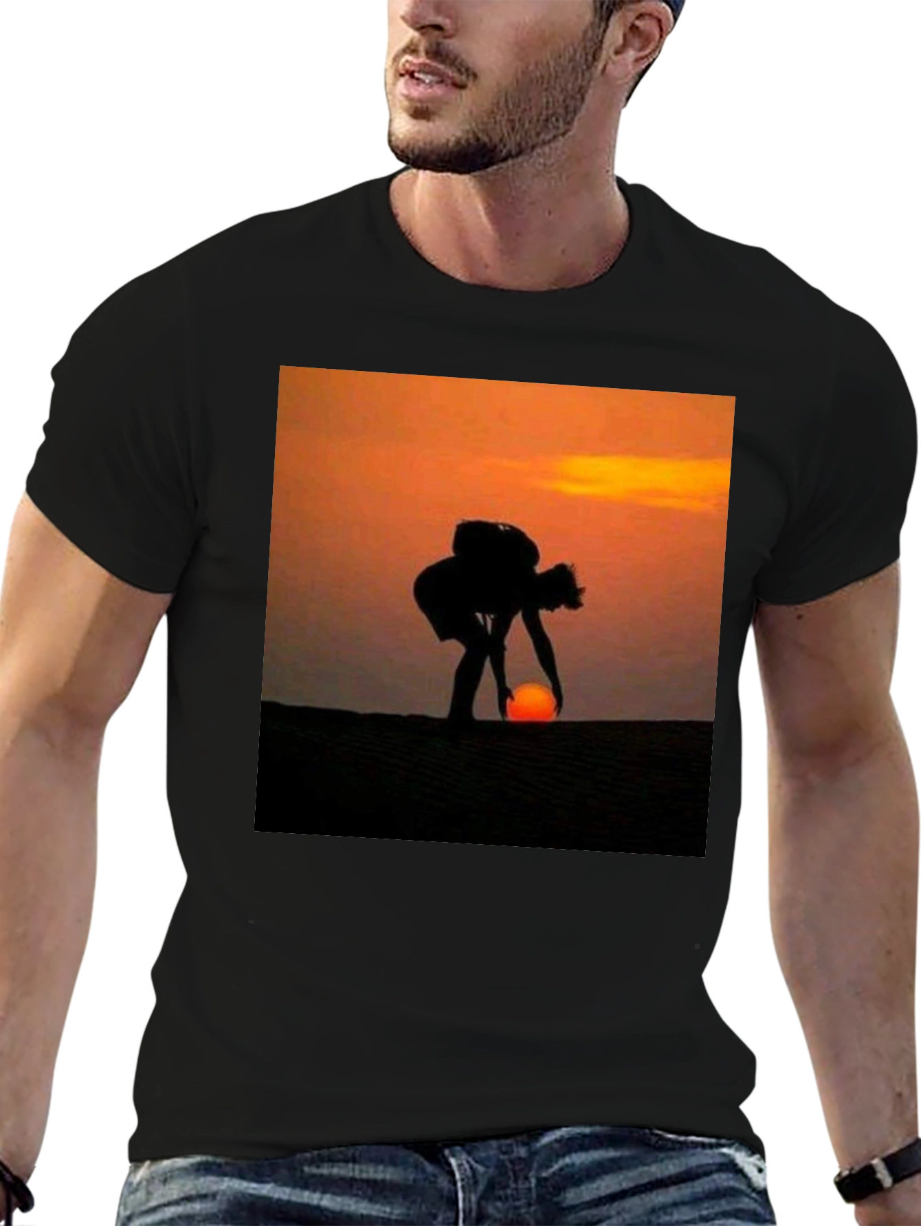 Silhouette Sunset Graphic T-Shirt - Mens Black Tee