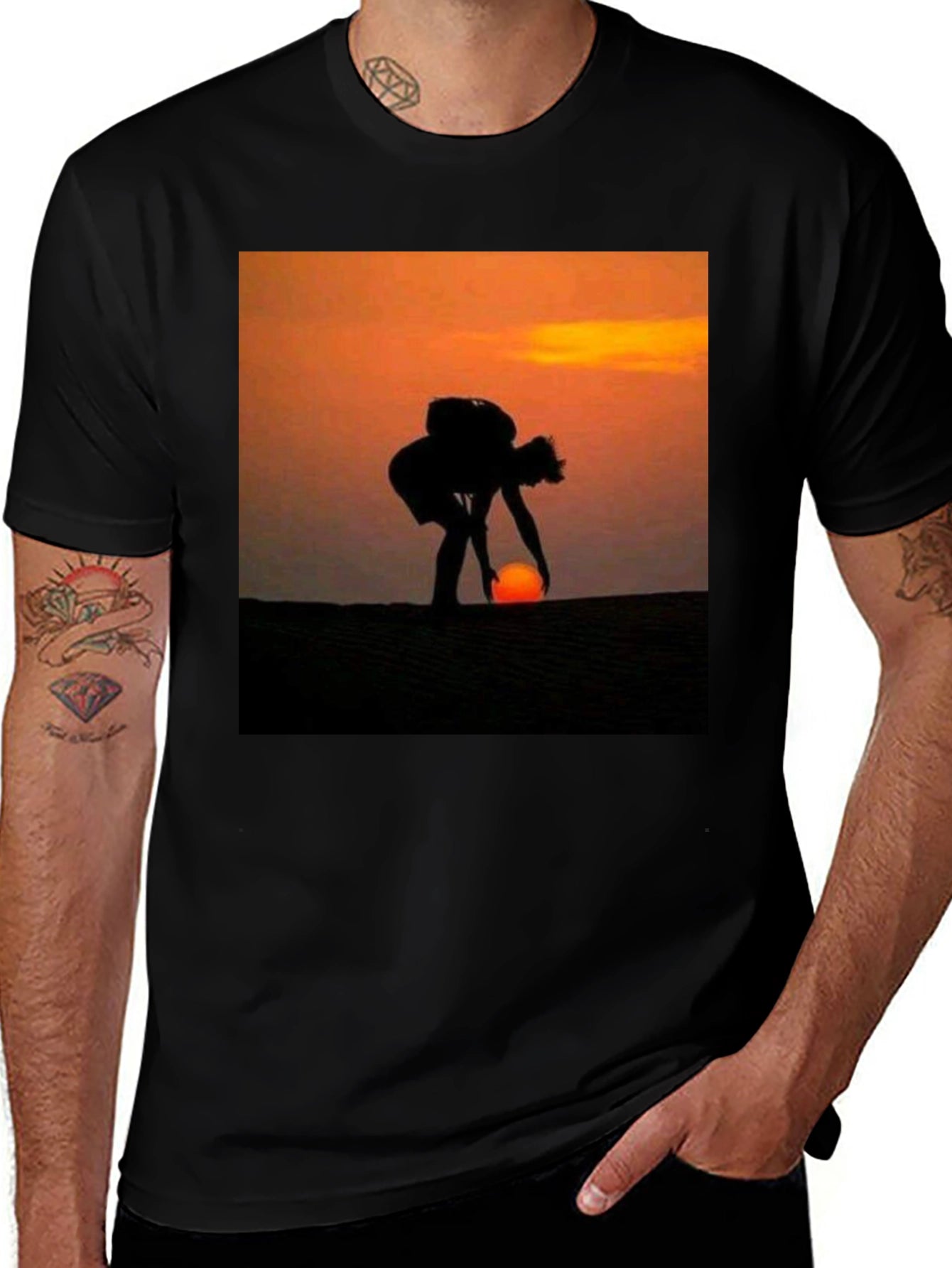 Silhouette Sunset Graphic T-Shirt - Mens Black Tee