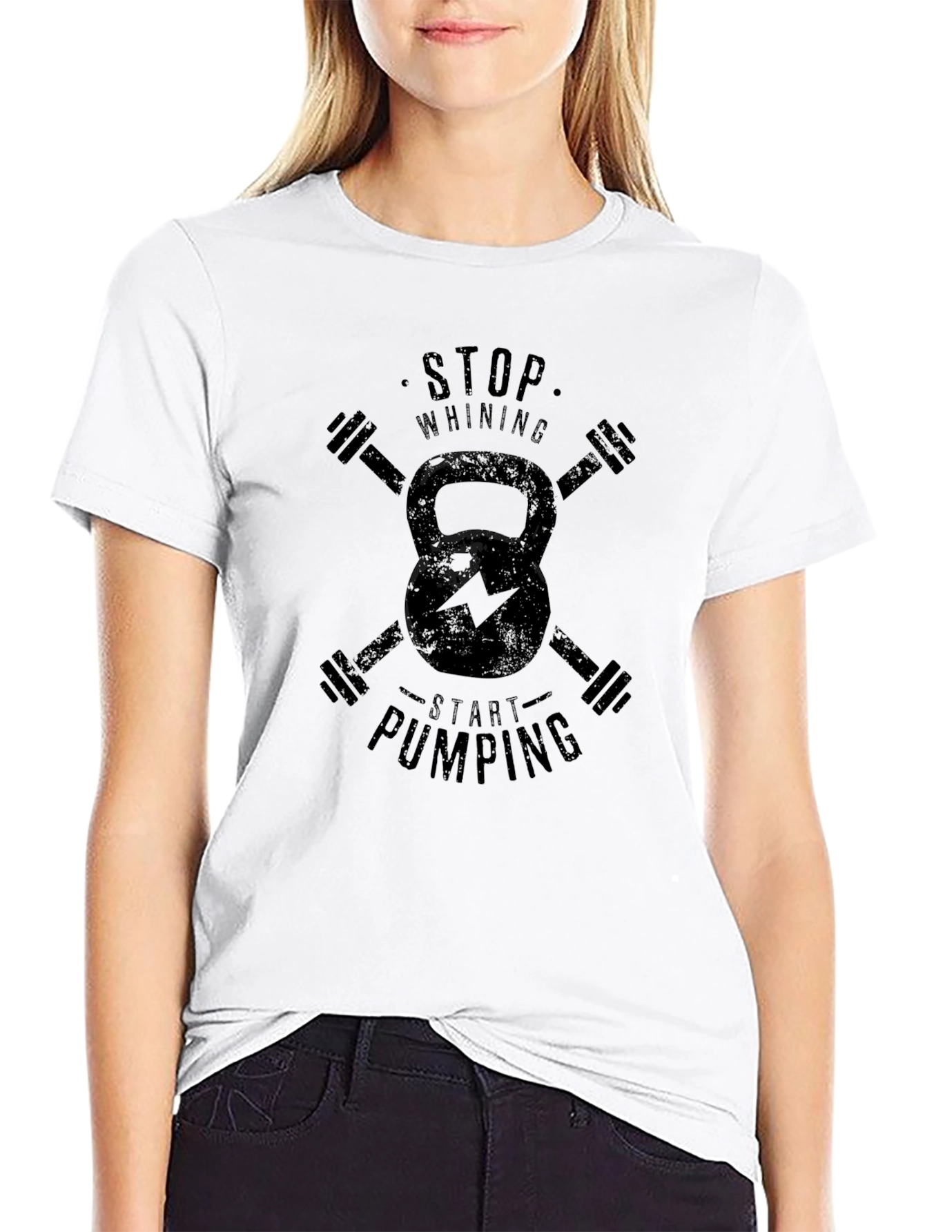 Stop Whining Start Pumping Workout Tee