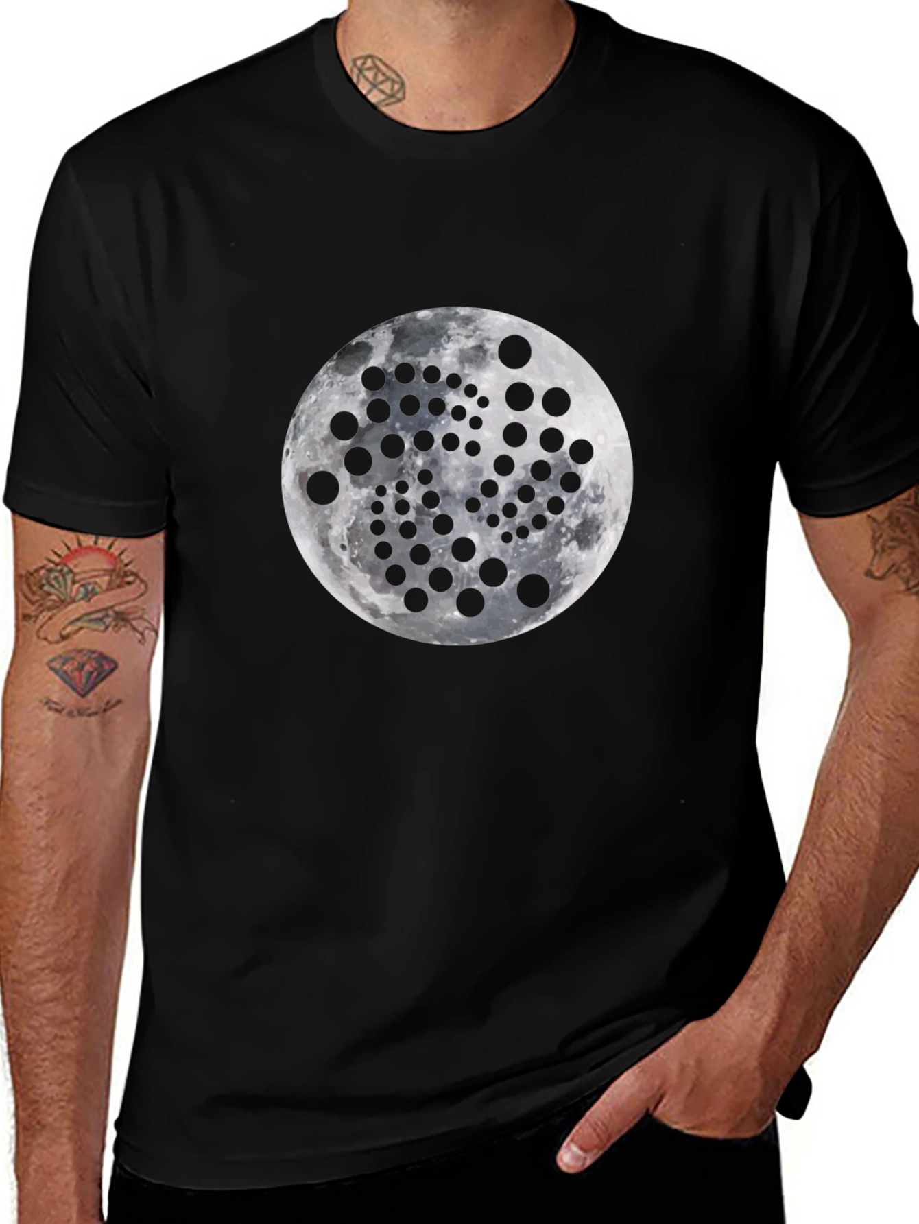 Moon Phase Graphic Tee - Black Cotton Comfort