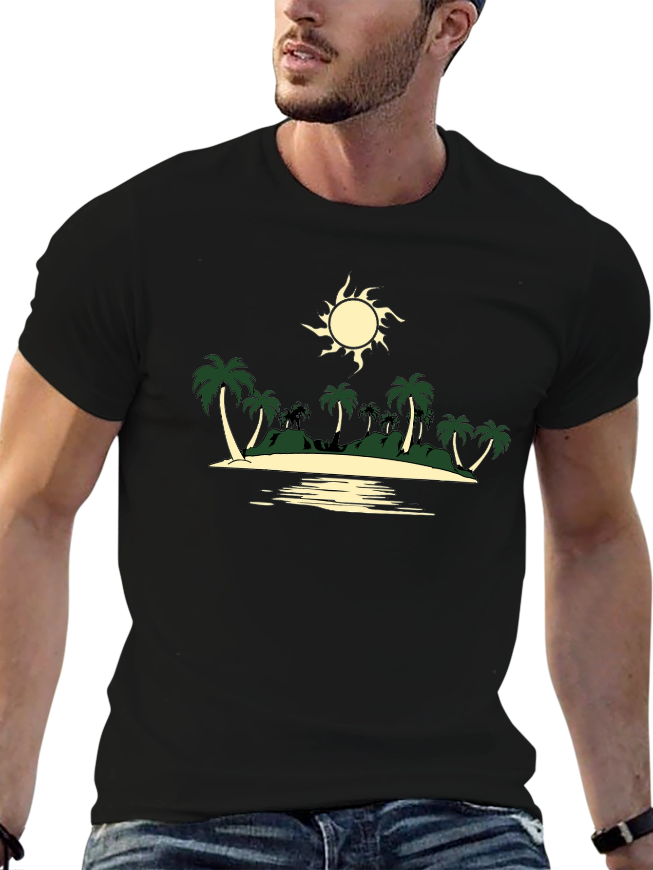 Tropical Island Graphic Tee - Black