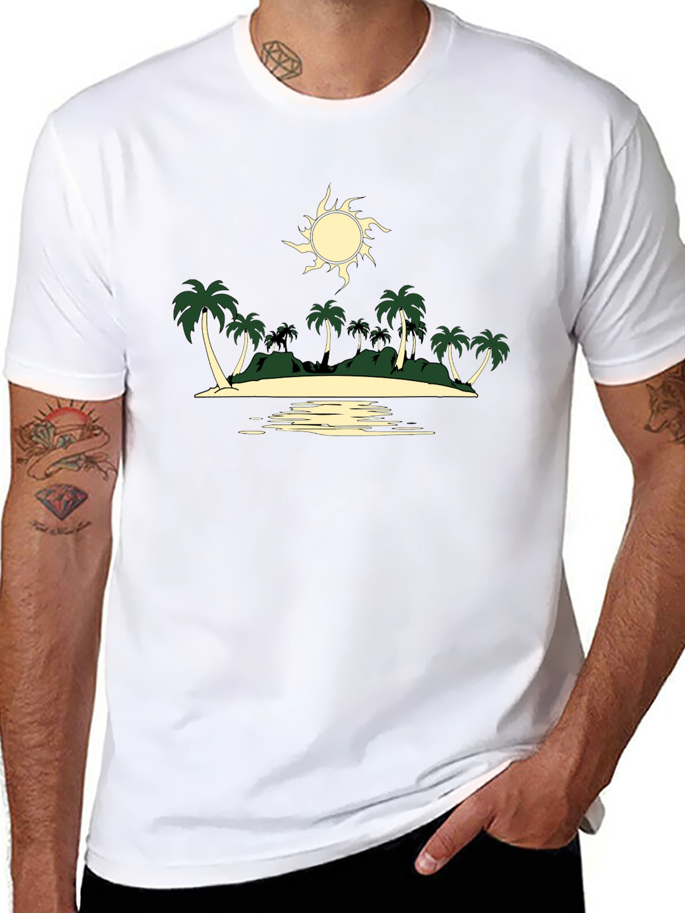 Tropical Island Graphic Tee - Black