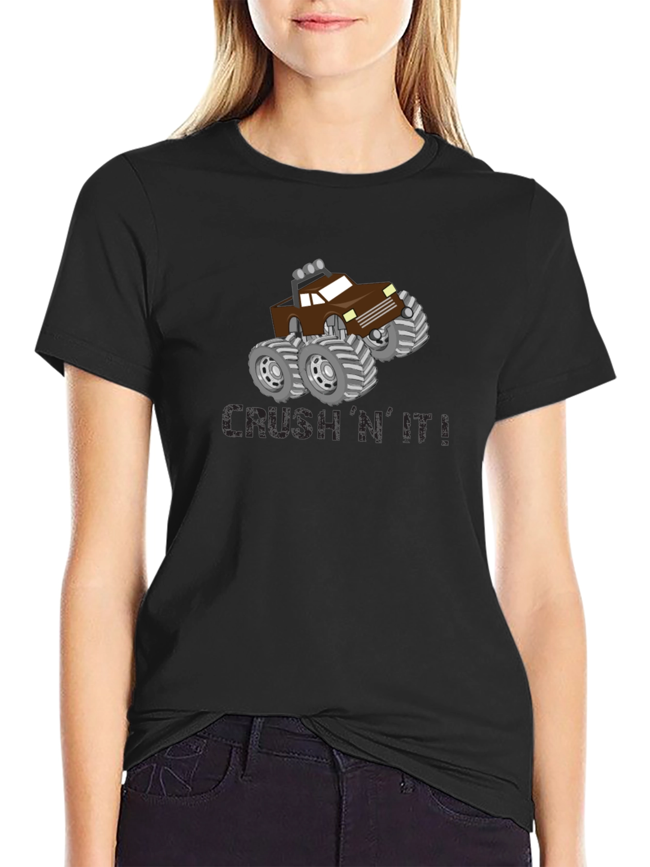 Crush N It Monster Truck Black T-Shirt
