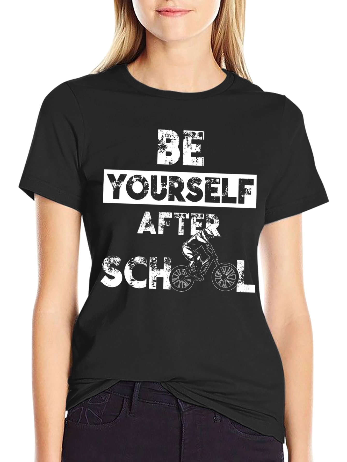 Be Yourself After School Black Graphic T-Shirt